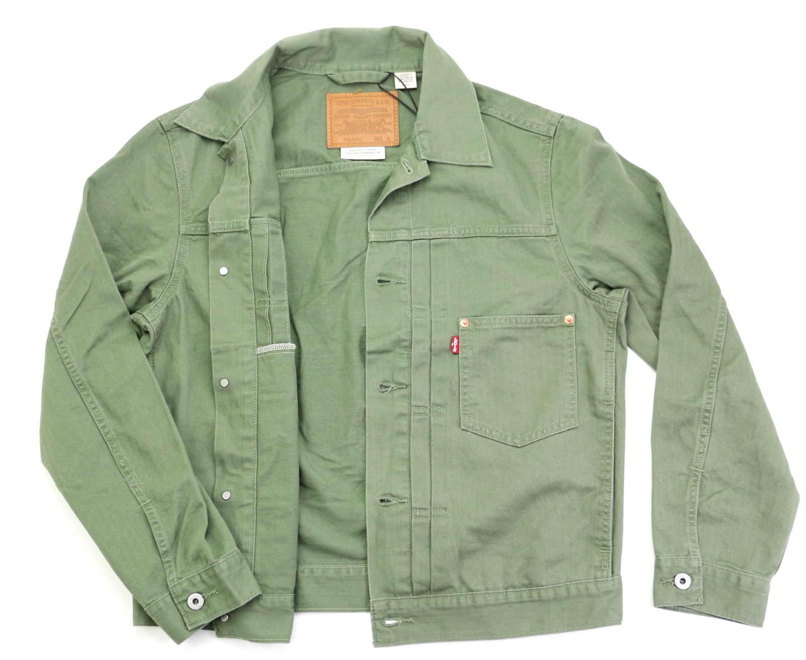 Levi’s Premium Type 1 Denim Trucker Jacket Men’s Sizes S-XXL Cotton Green