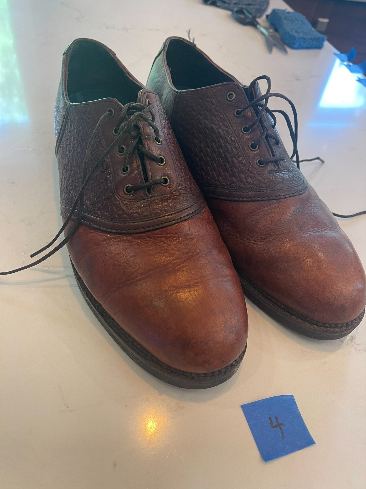 H.S. TRASK 13 M Bison Leather Saddle Shoes Model #4065