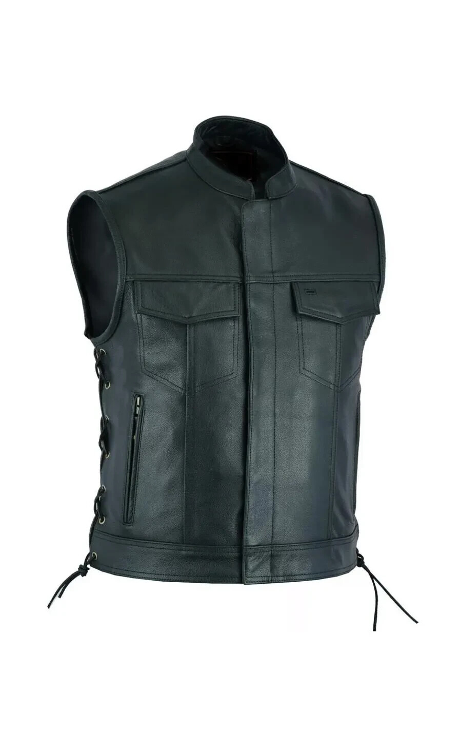 SOA Men’s Leather Vest Anarchy Motorcycle Biker Club Concealed Carry Outlaws
