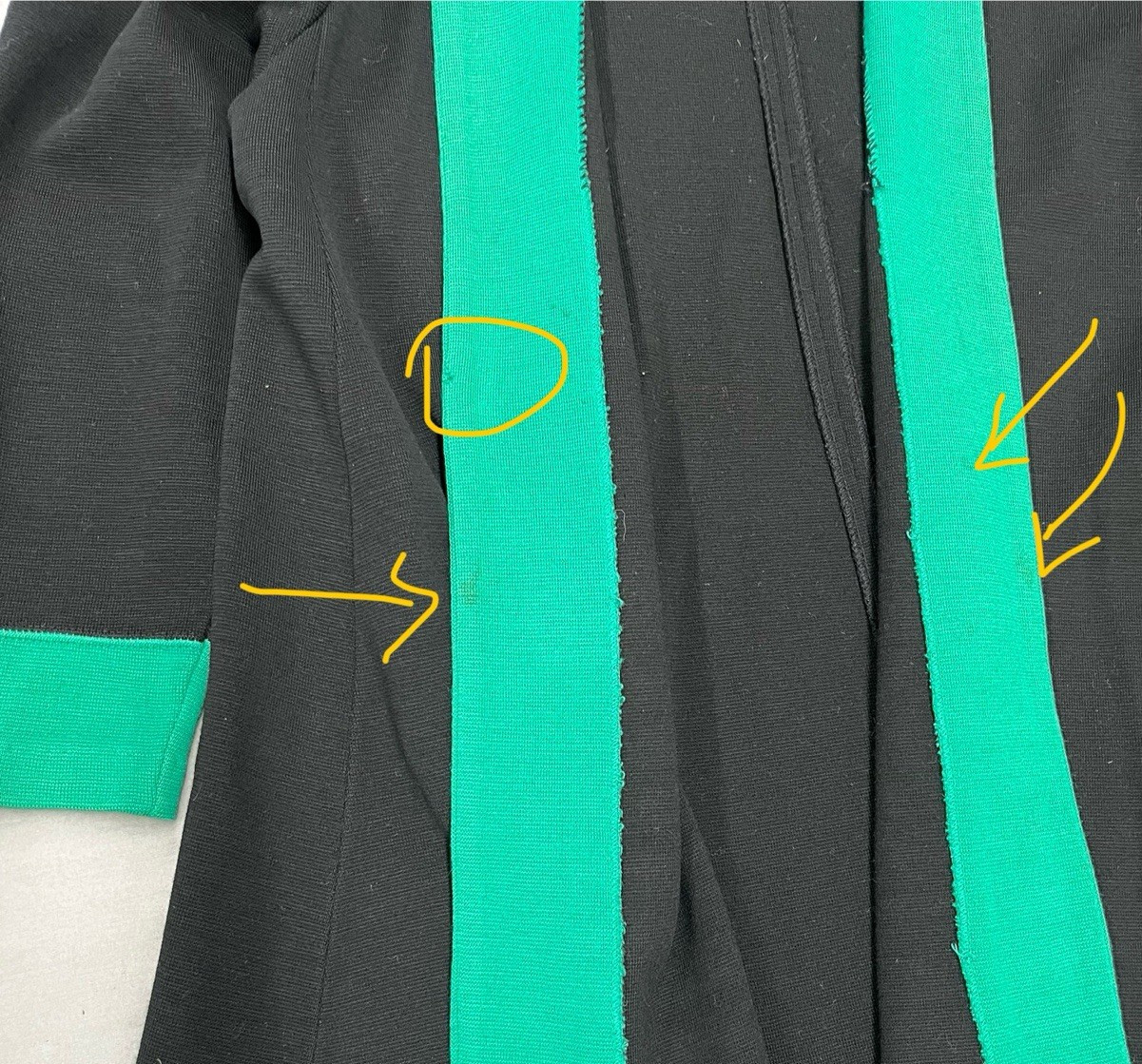 Vtg Wool Blend Jacket Blazer L Black Emerald Green Open Front Cardigan 80s 90s