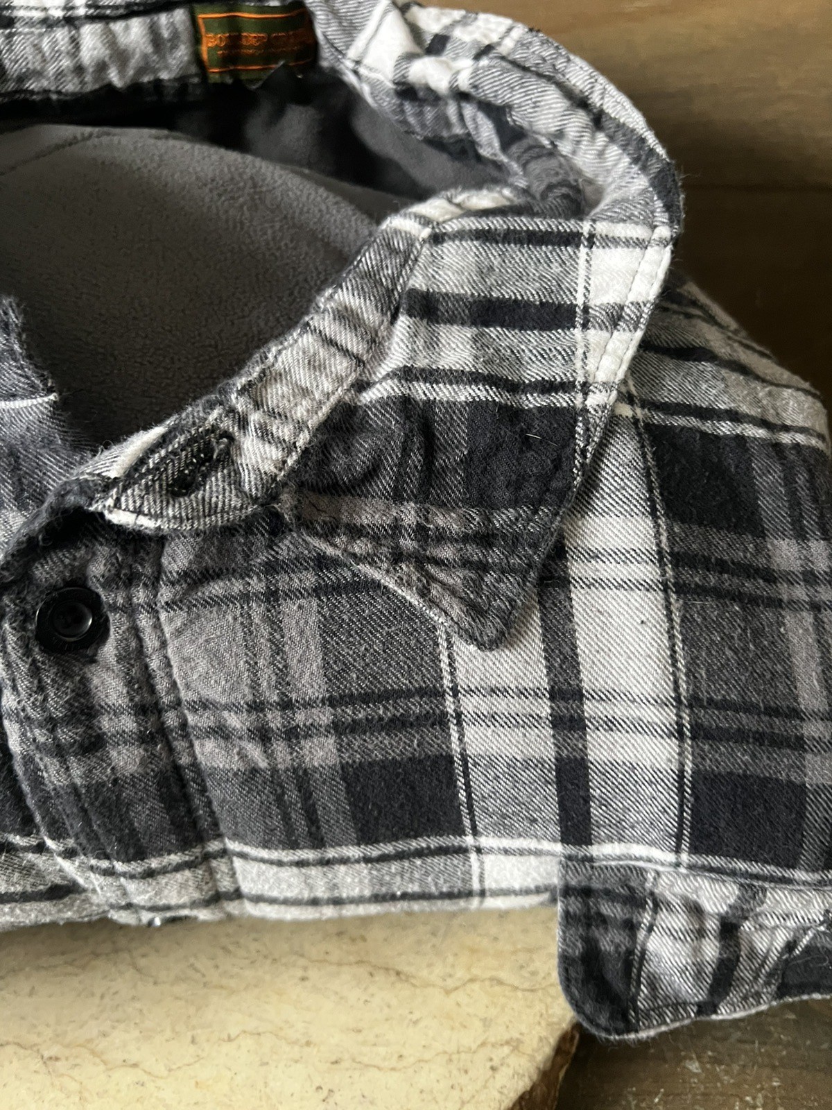 Boulder Creek Flannel Jacket SIZE 7XL BIG GRAY PLAID LONG SLEEVE BUTTON UP