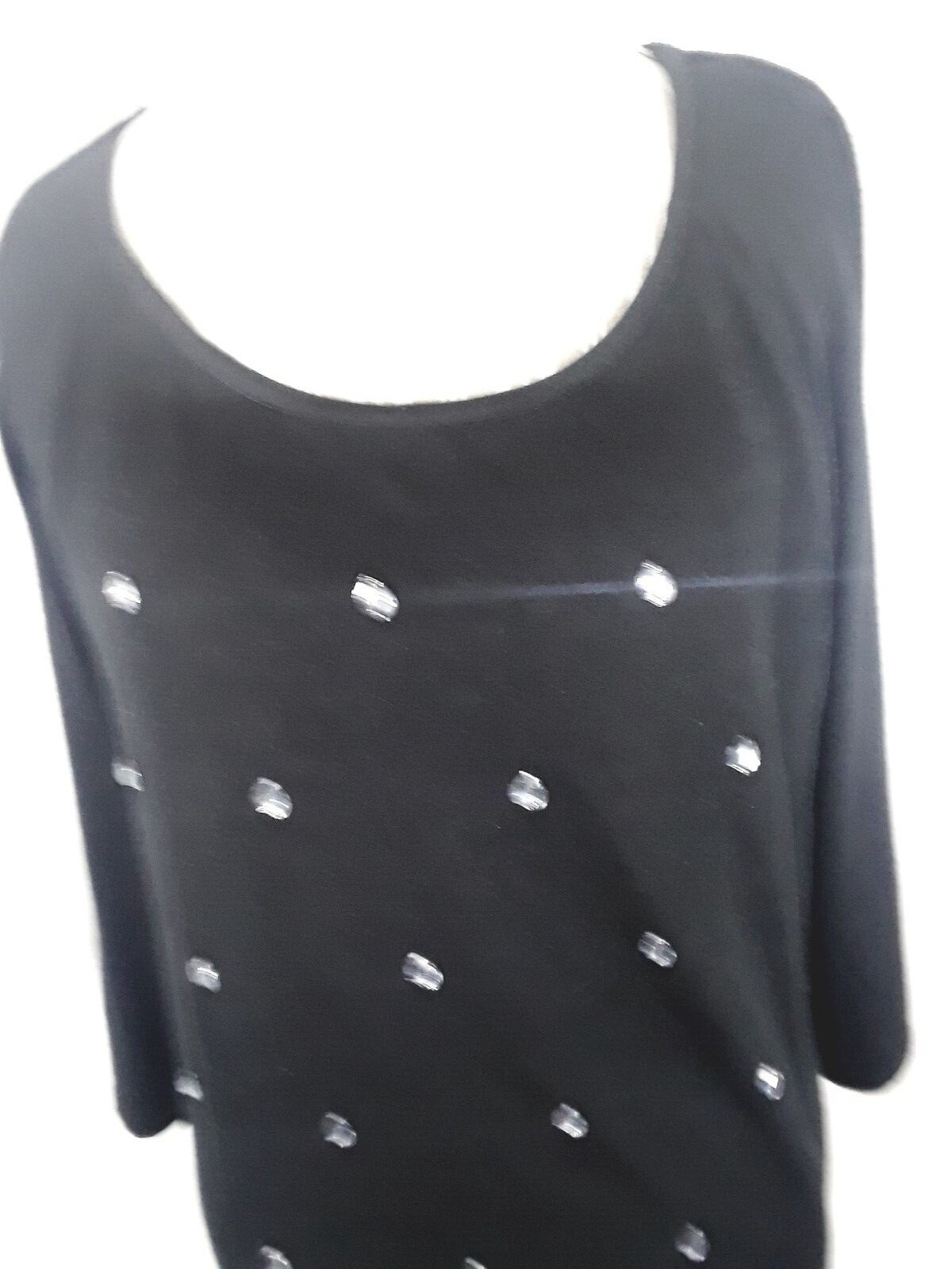 TA1-24 I.N. Studio XL woman’s 3/4 sleeve blouse black with teardrop beads, soft