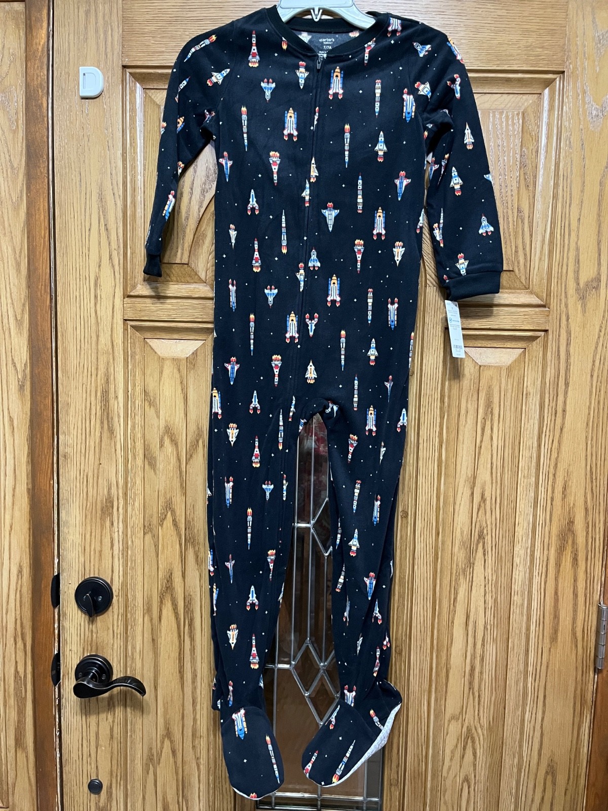 Carter’s Kid Boys 1-Pc Rocket Fleece Footie Pajamas Black Many size NEW