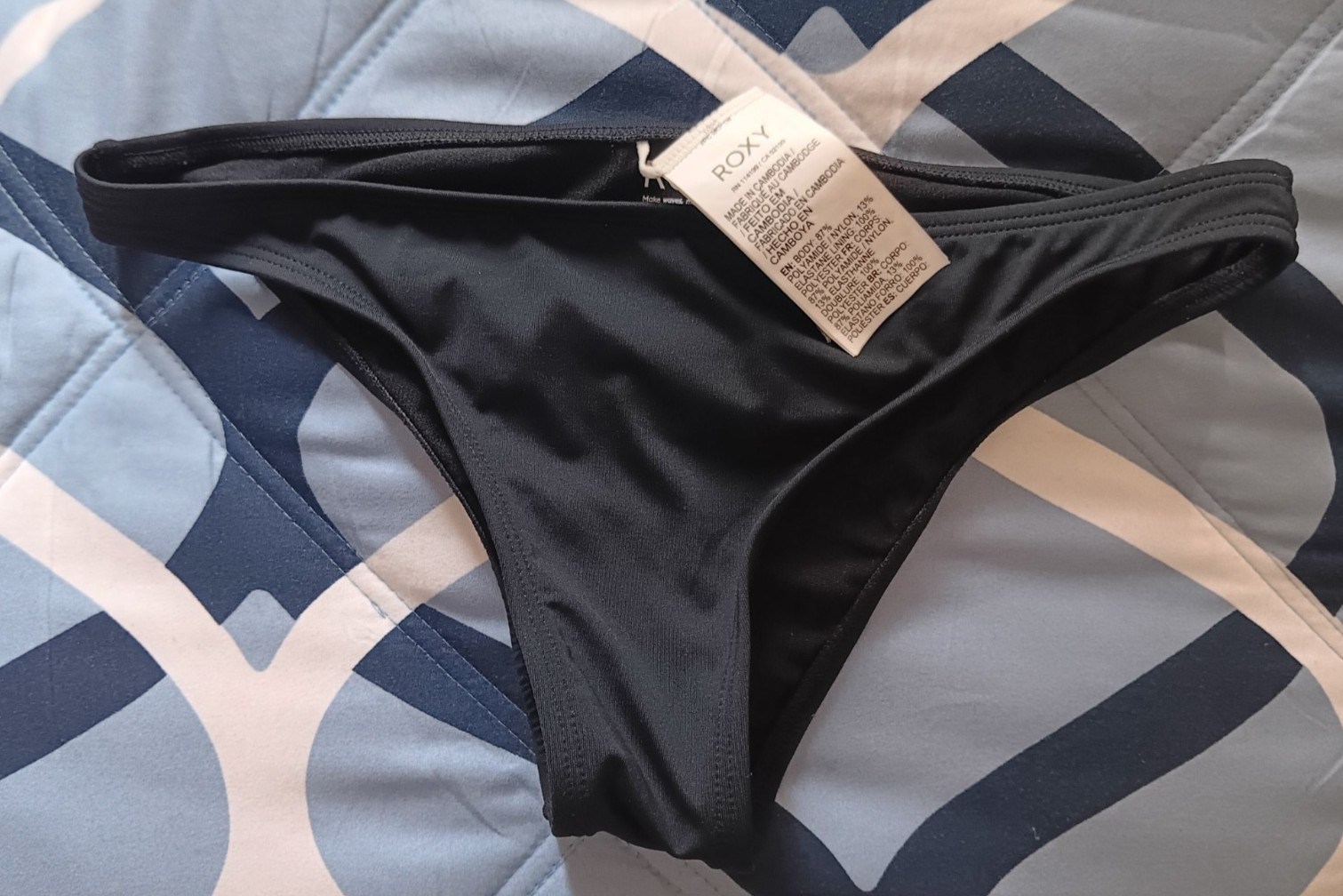 ROXY Solid Beach Classics Moderate Bikini Bottoms Swimwear Women’s Size XS Black