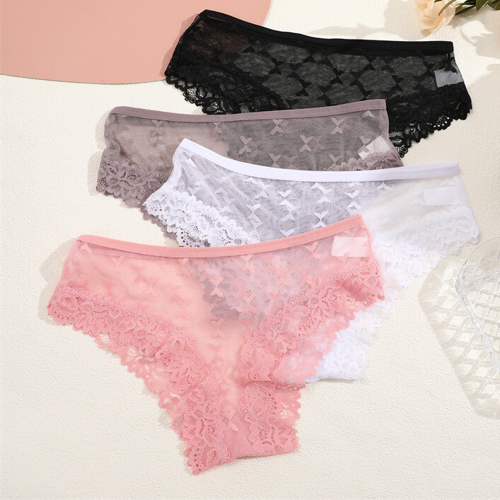 Pack Of 4 Sexy Womens See Through Sheer Panties Brief Lingeries Ladies Underwear