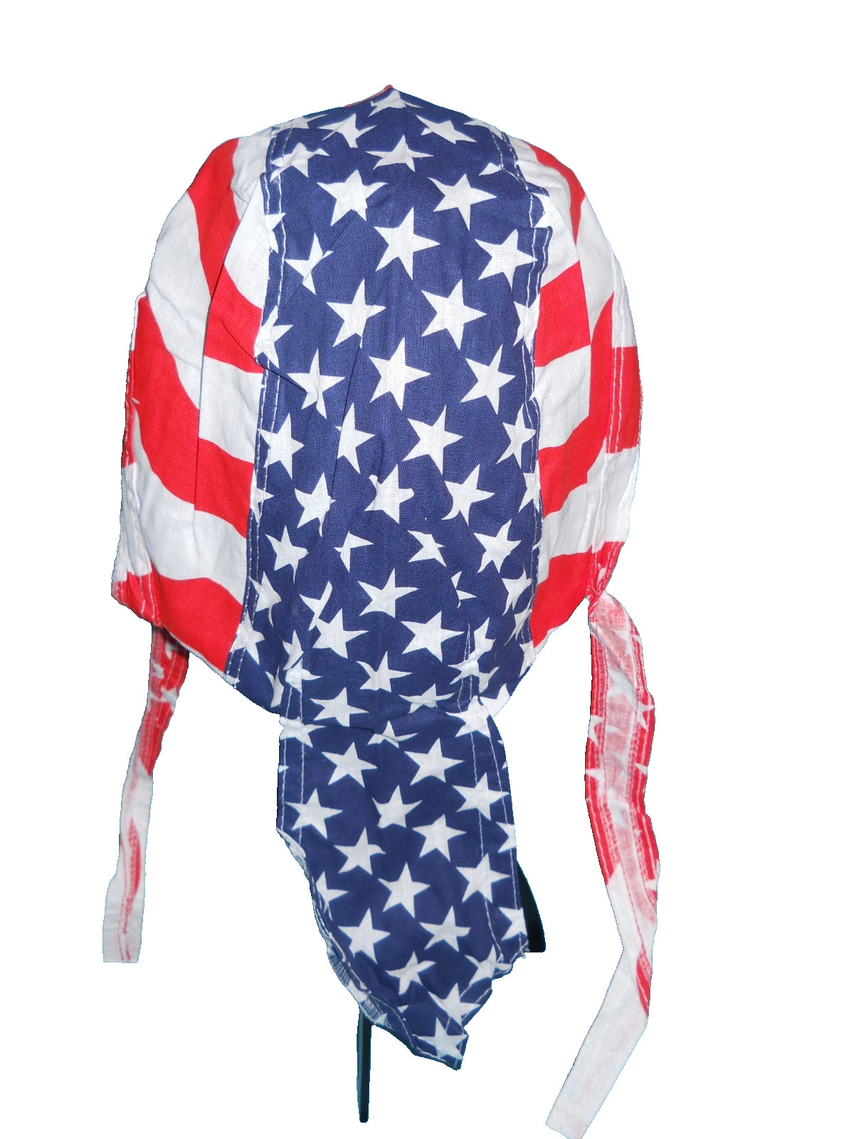 Motorcycle Wrap Biker Du Do Red White & Blue Flag Doo Rag Head Skull Cap Durag