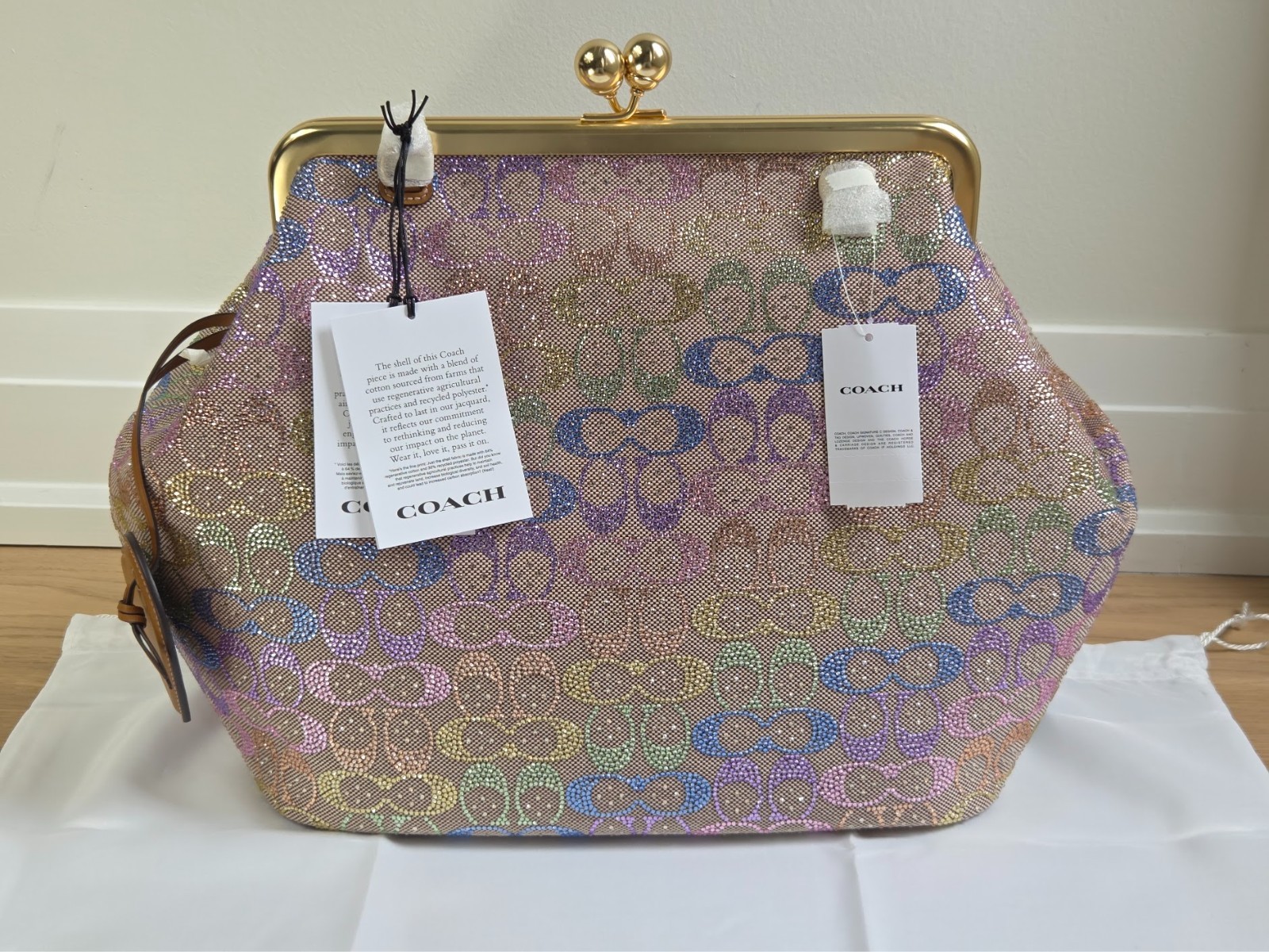 Coach Large Kisslock Frame Bag In Crystal Signature Jacquard | CCX15 | Brand New