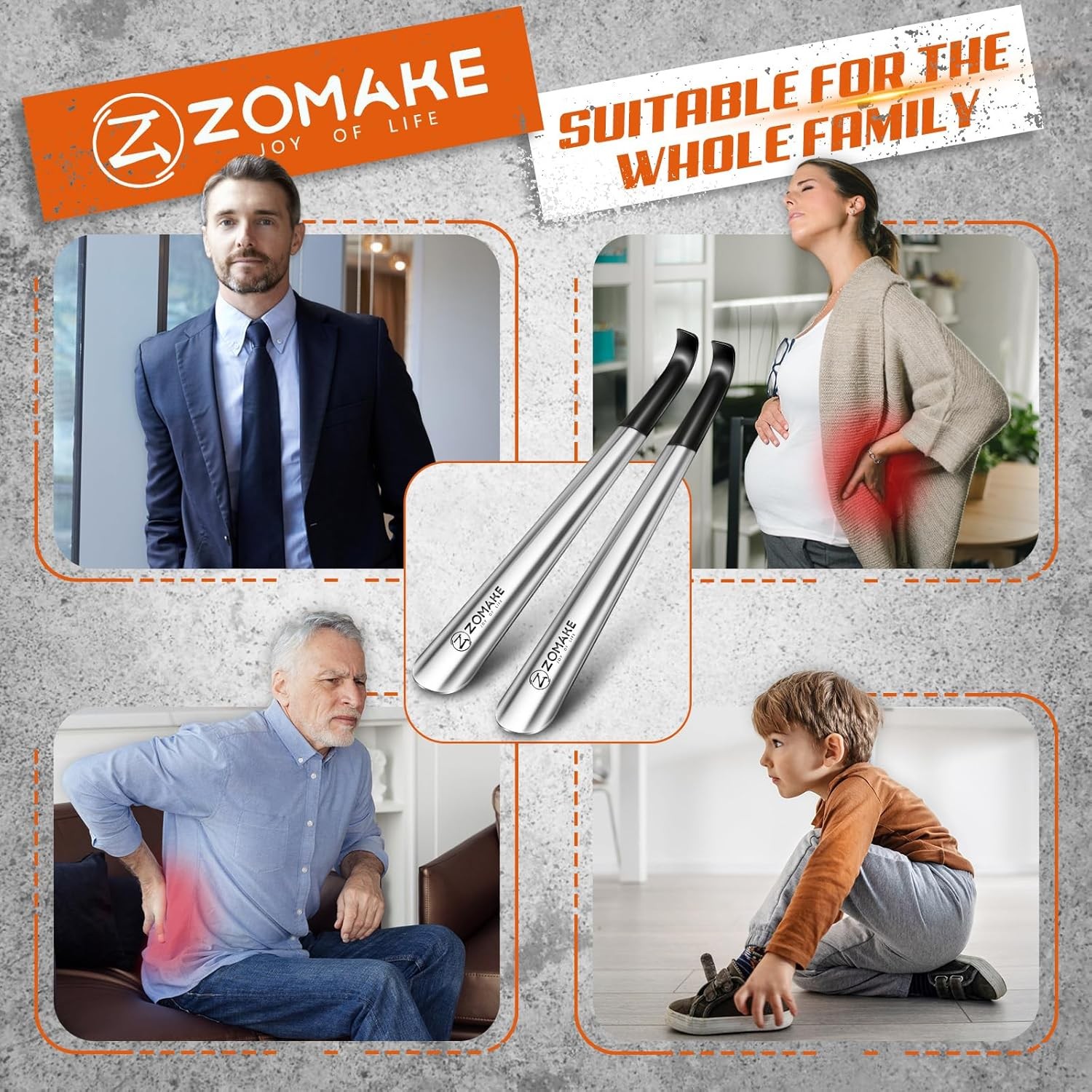 ZOMAKE Shoe Horn Long Handle for Seniors Men Women,Metal Long Shoehorn Boot H…