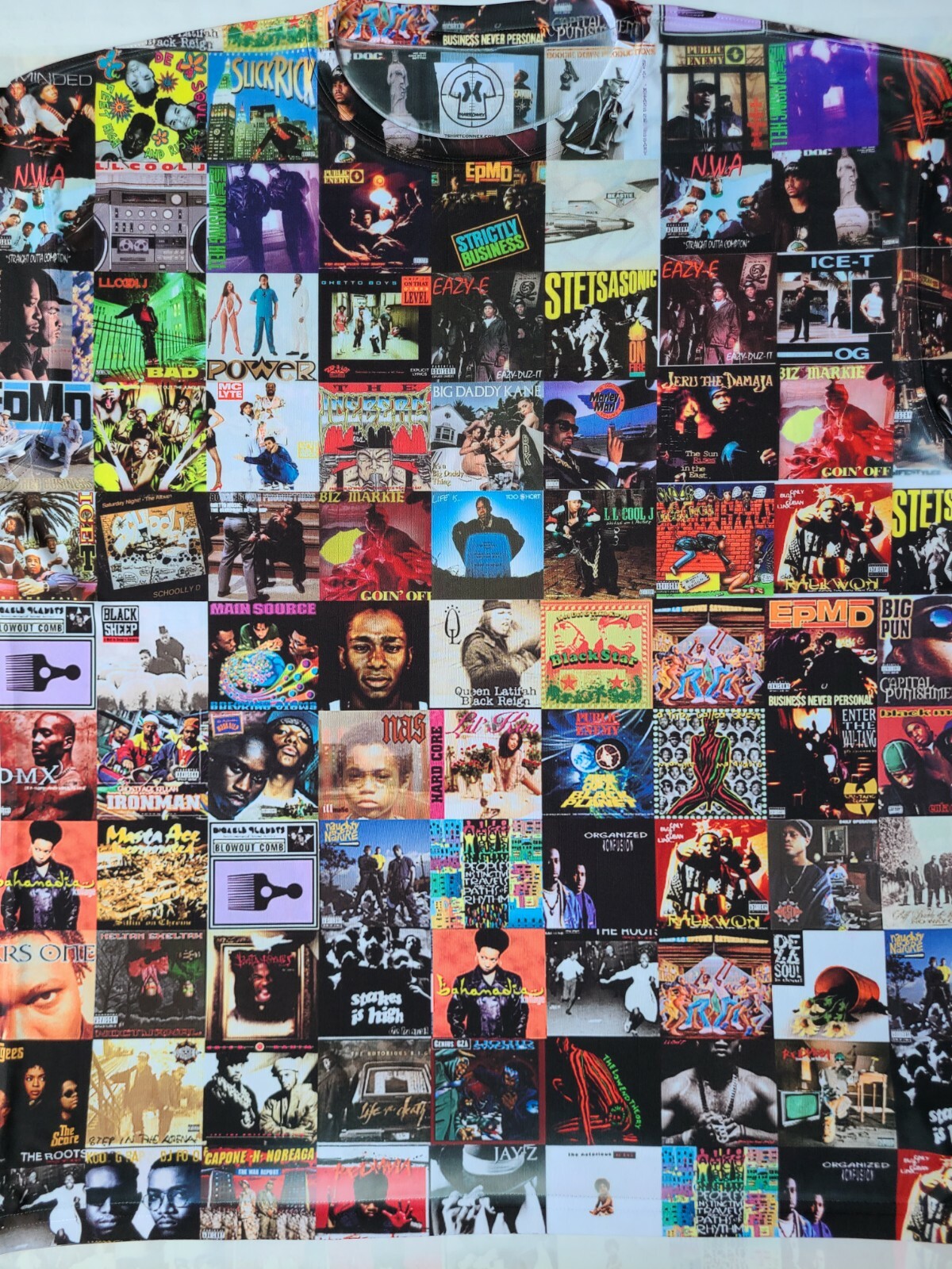80s / 90s Hip Hop CD collage sublimated Tshirt rap music