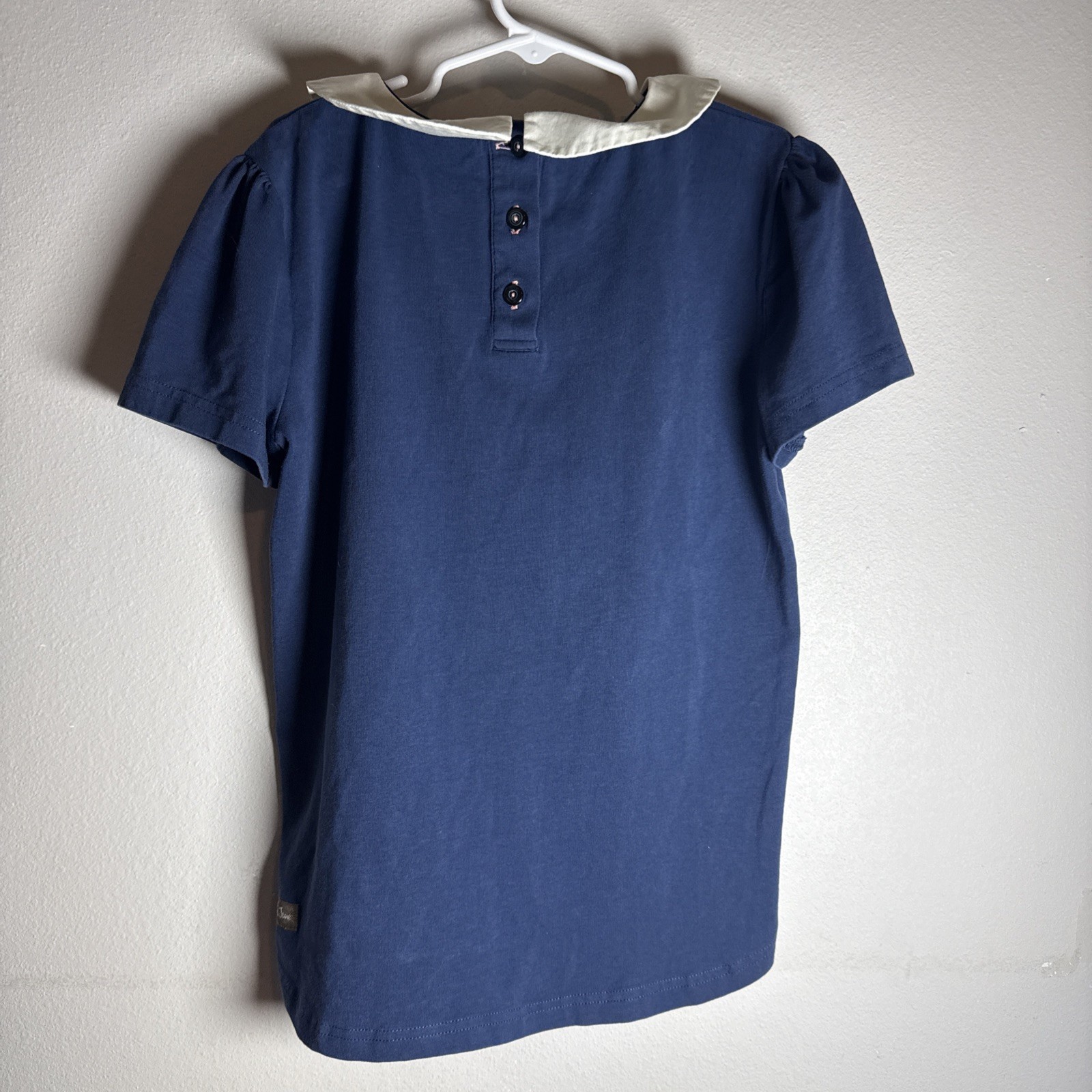 Matilda Jane Blouse Top Girls 12Navy Blue Secret Field Pleated Peter Pan Collar