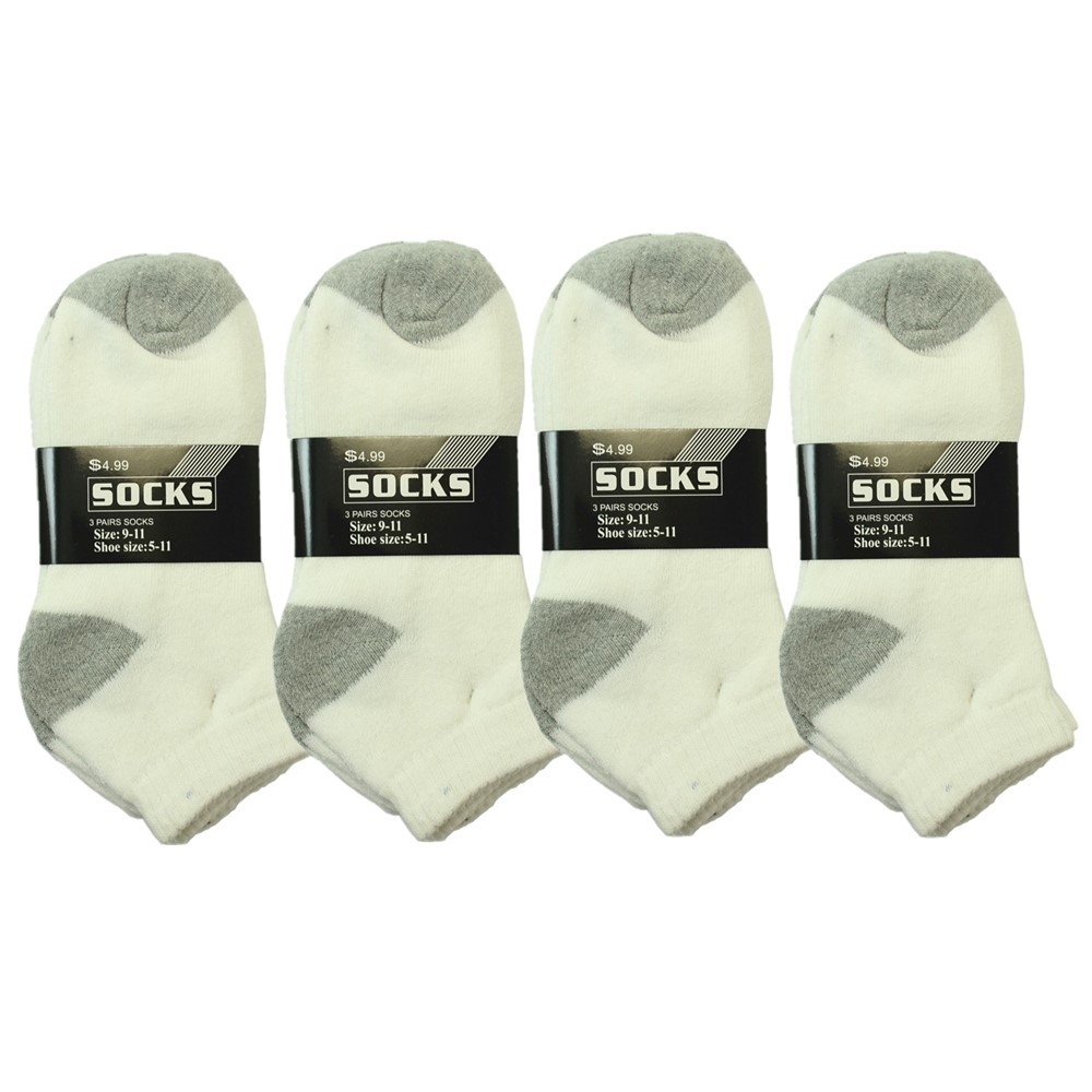 2 Tones Ankle Quarter Crew Men Socks Thick Cotton Low Cut Size 9-13