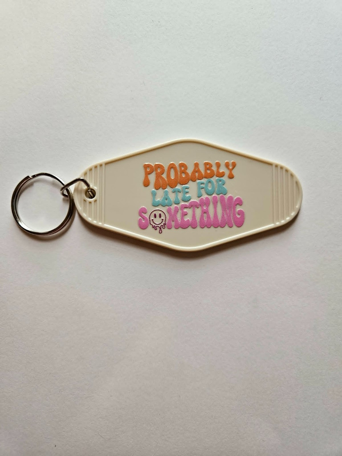 Retro Motel Hotel Acrylic Keychain Probably Late For Something *Pick Color*