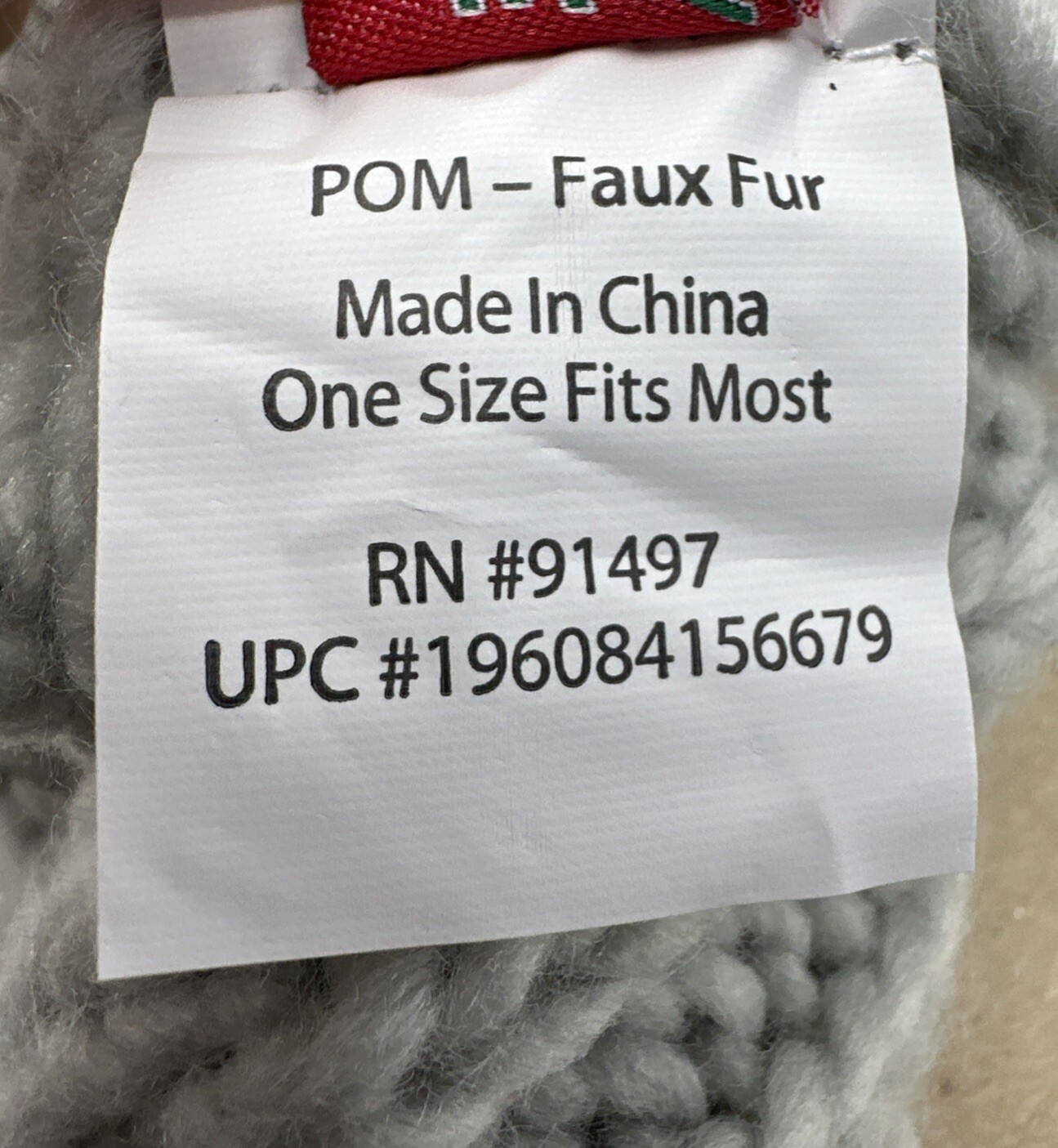 Christmas Tree Beanie Knit Pom Beanie Gray Knit – One Size Fits All Faux Fur