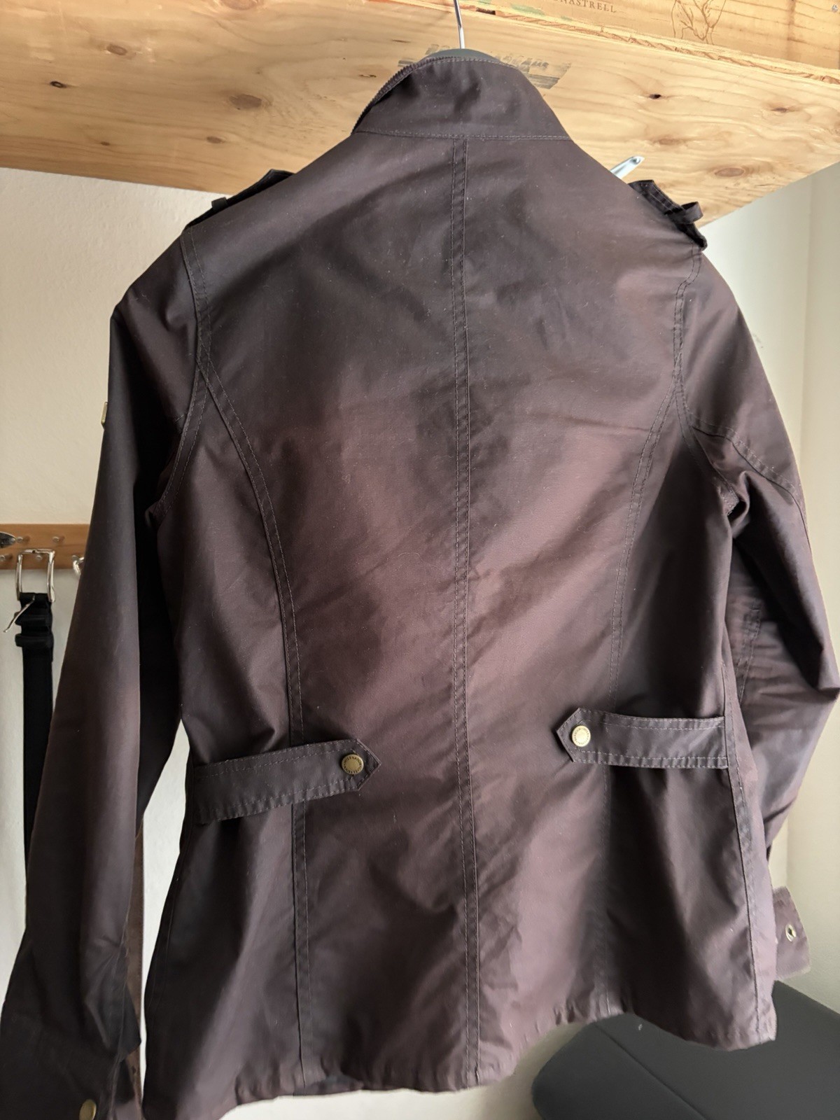 Barbour International Women’s Biker Waxed Jacket In Brown, Size 4 US, 8 UK