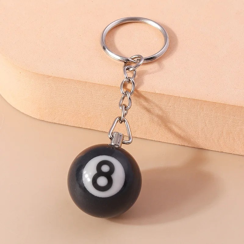 8 Ball Pool Keychain Billiards Charm Pendant Resin Key Ring Gift