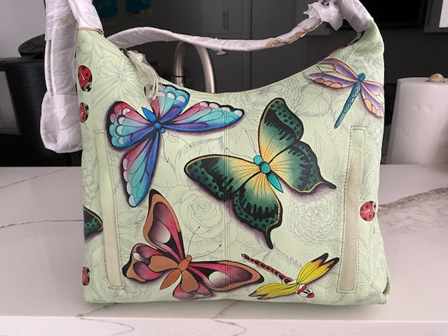 ANUSCHKA HAND PAINTED LARGE HOBO HANDBAG NEW W/TAGS &WALLET