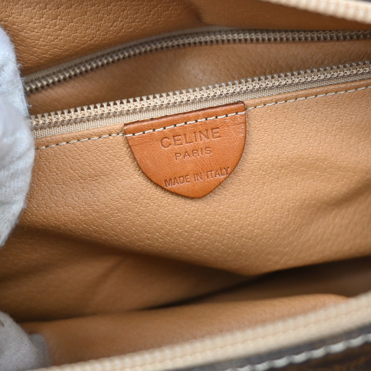 CELINE Logo Circle Macadam Pattern Hand Bag PVC Leather Brown GHW Italy 38KB361