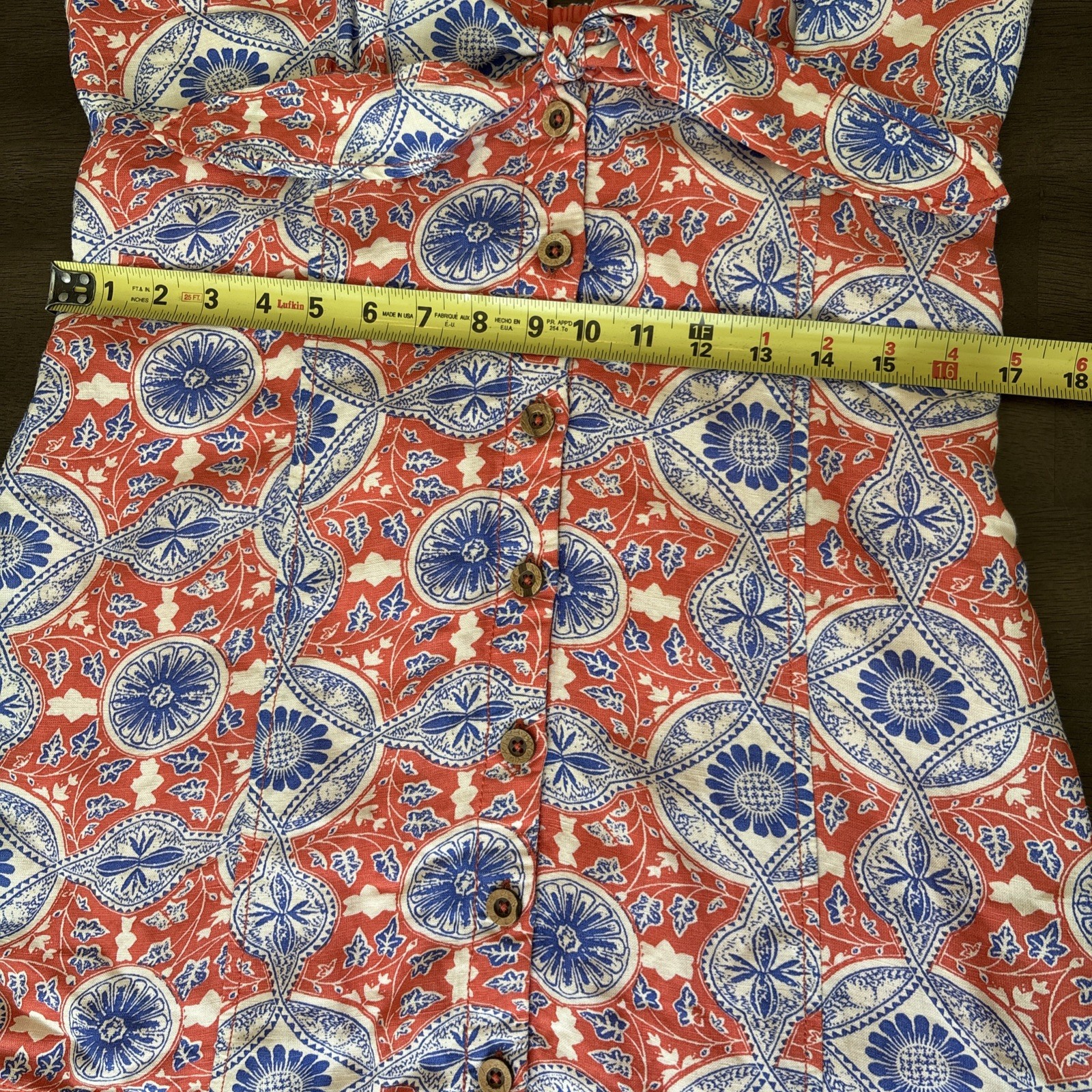 Maeve Anthropologie Halter Dress Size M Button Front Linen Blend Tie Neck Preppy