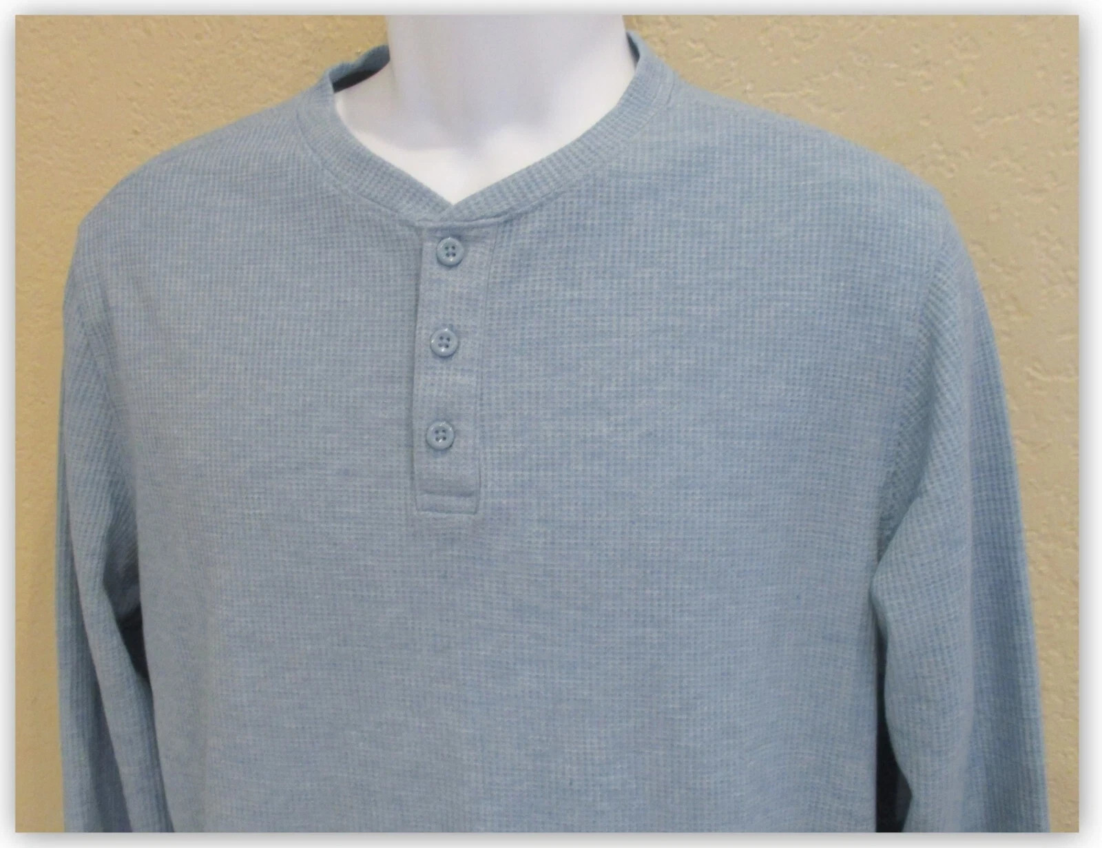Mens Waffle-Knit long Sleeve 3 BUTTON Henley Shirts – ALL IN MOTION S M L XL XXL