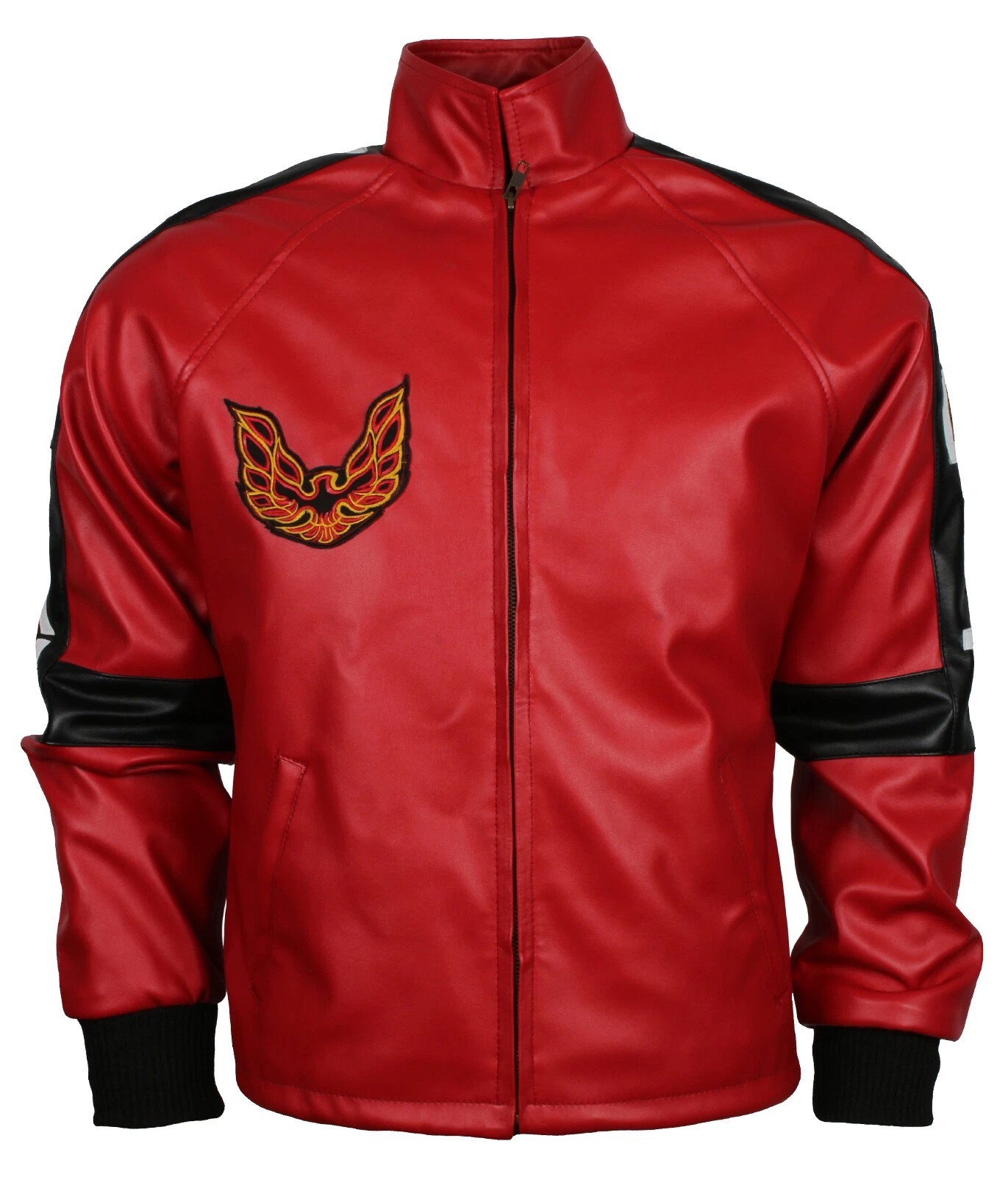 Mens Biker Burt Reynolds Smokey and the Bandit Red Trans Am Real Leather Jacket