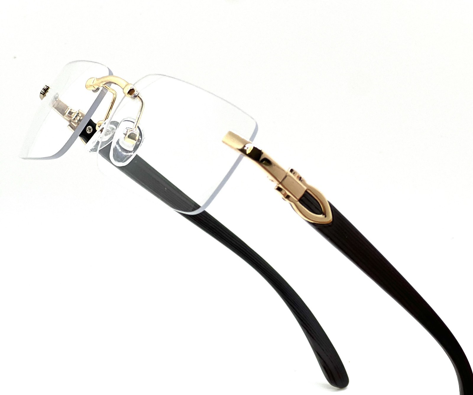Mens Classy Style Wood Buff Retro 90s Hip Hop Rapper Gangster Rimless Sunglasses