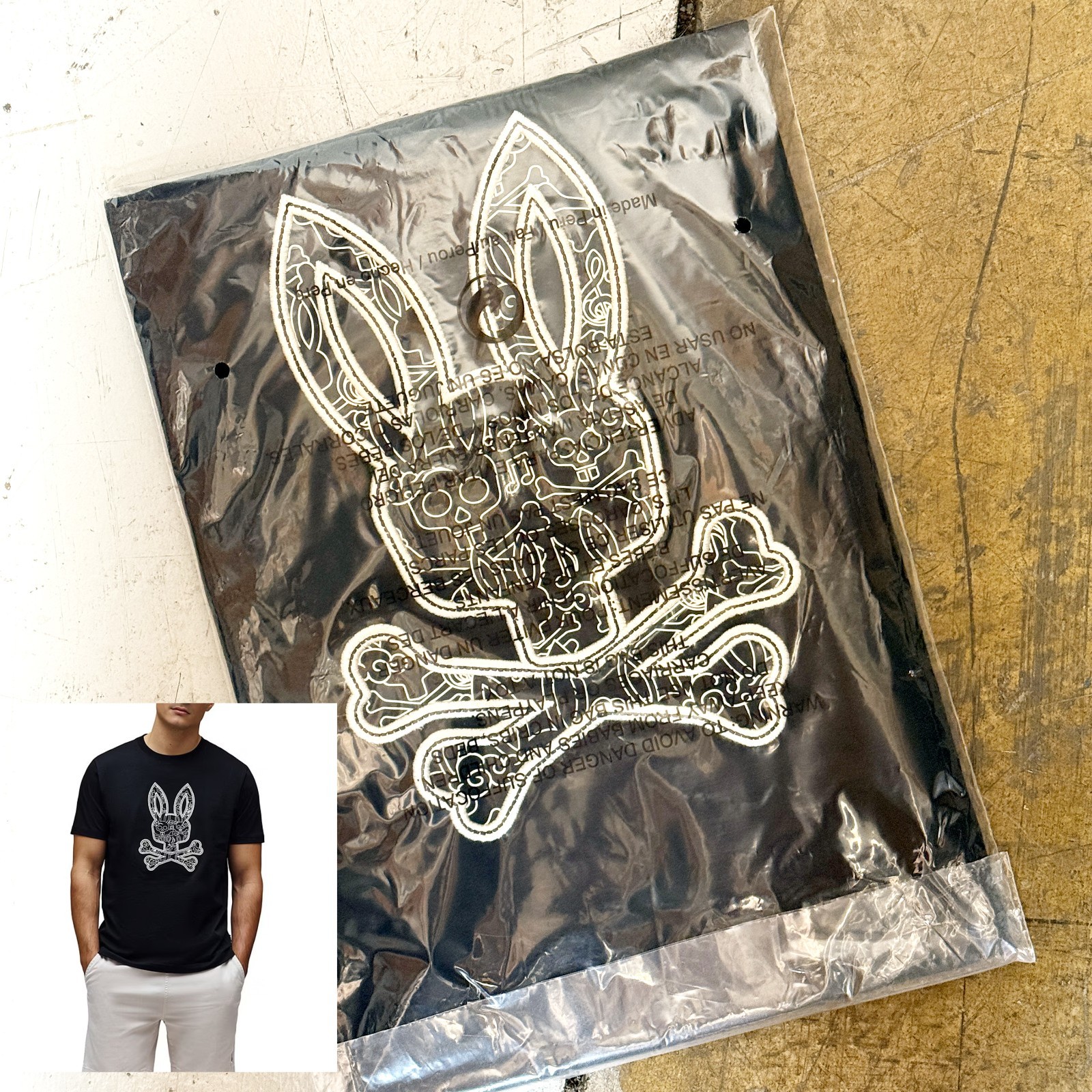 *NEW* Men Psycho Bunny Oscar Bunny Graphic Tee BLACK (MT0200214 001) 👍