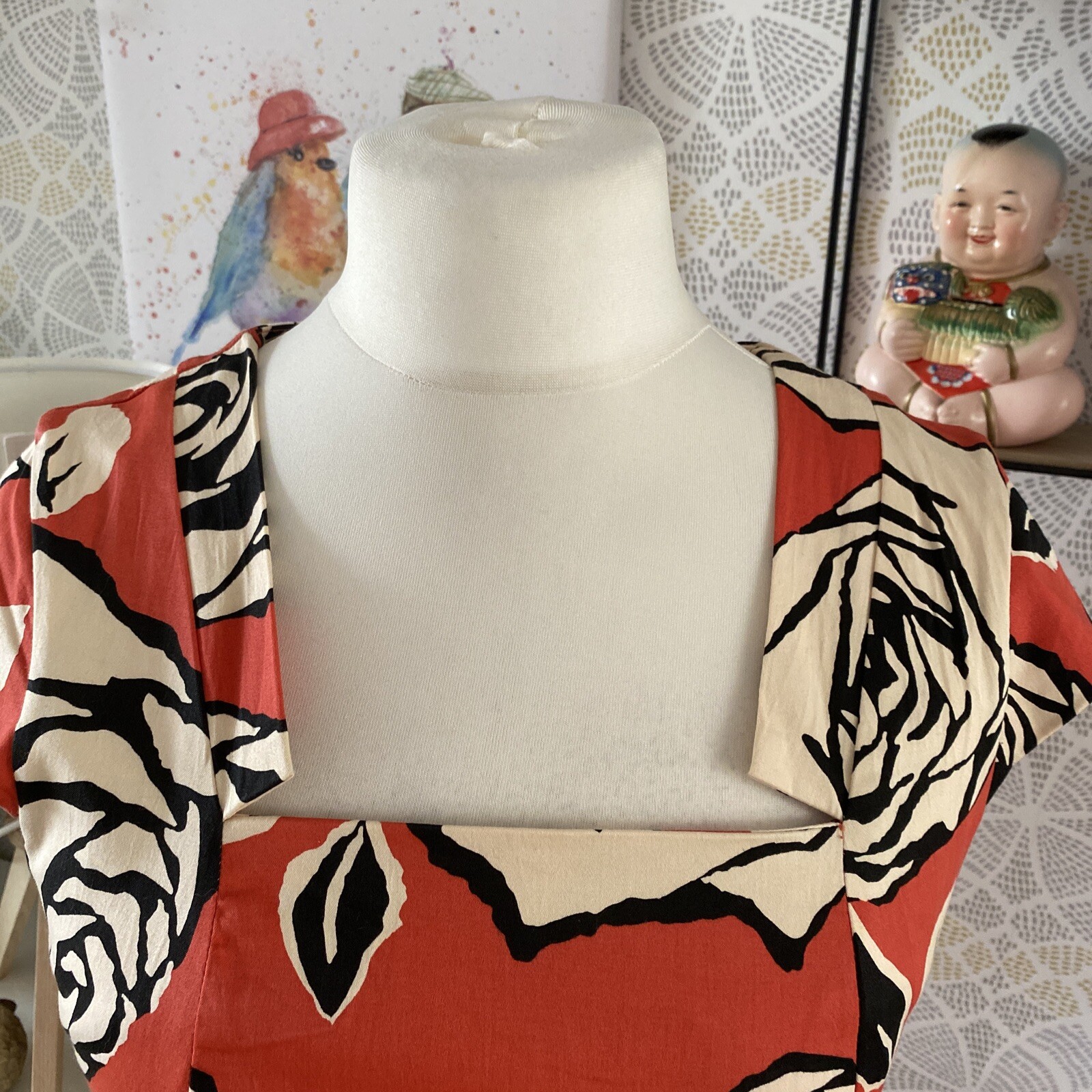 Roman Dress Size 12 Rose Print Party Wedding Guest Party Occasion