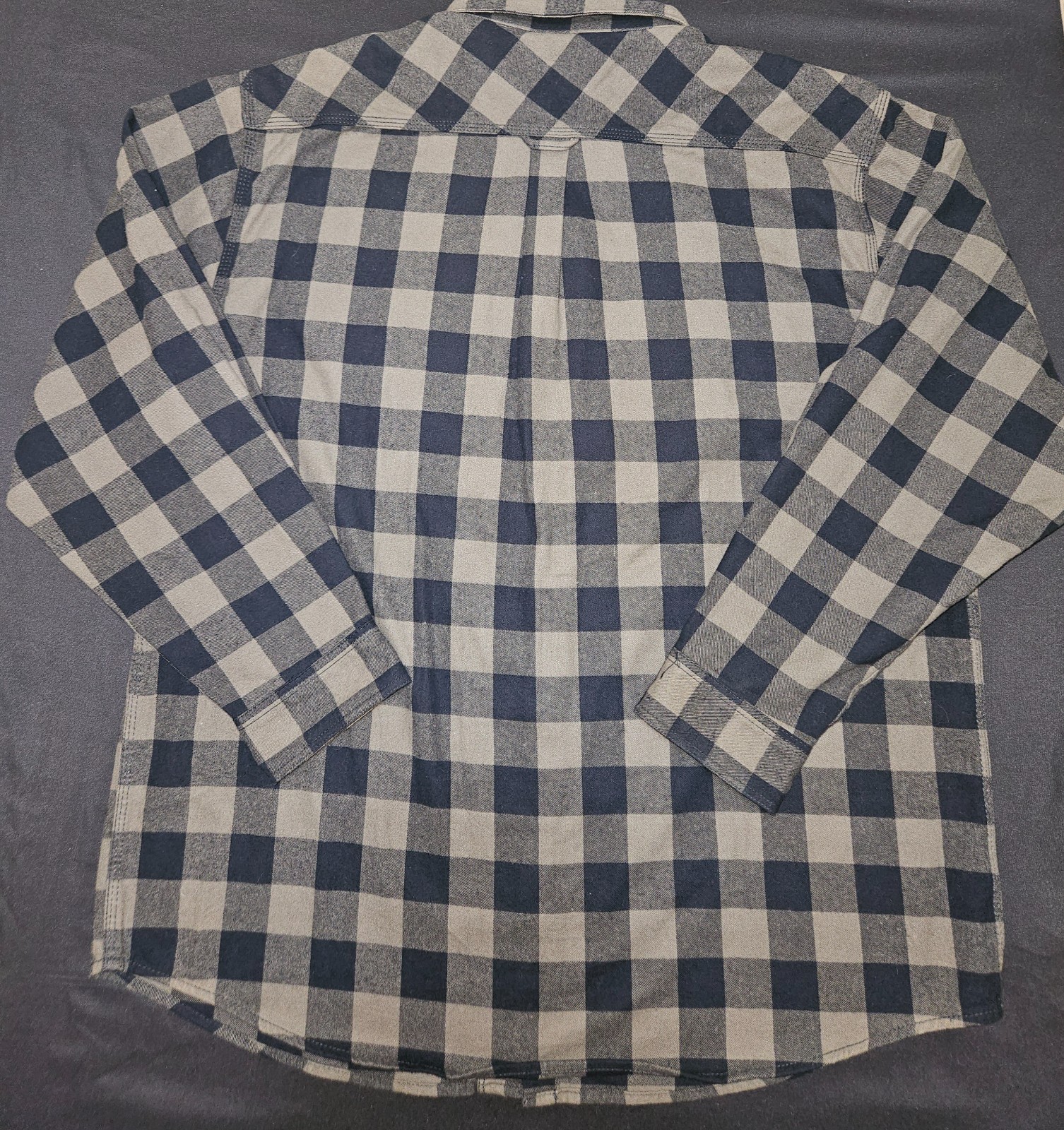 GENUINE EDDIE BAUER XL FLANNEL BROWN BLACK BUFFALO PLAID WORKWEAR FOREMAN FIT PO