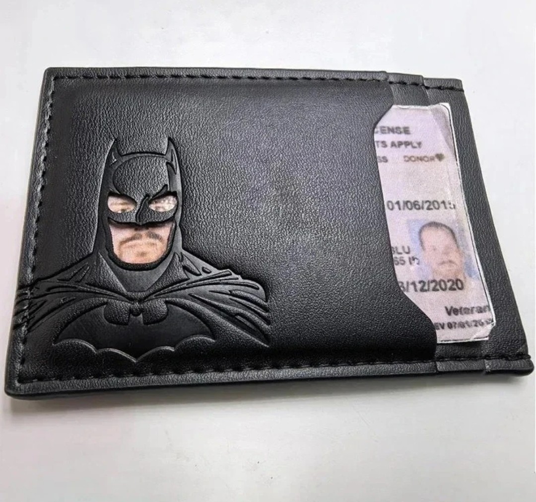 Batman Style PU Leather Wallet with ID Window Card Holder Superhero Mask Design