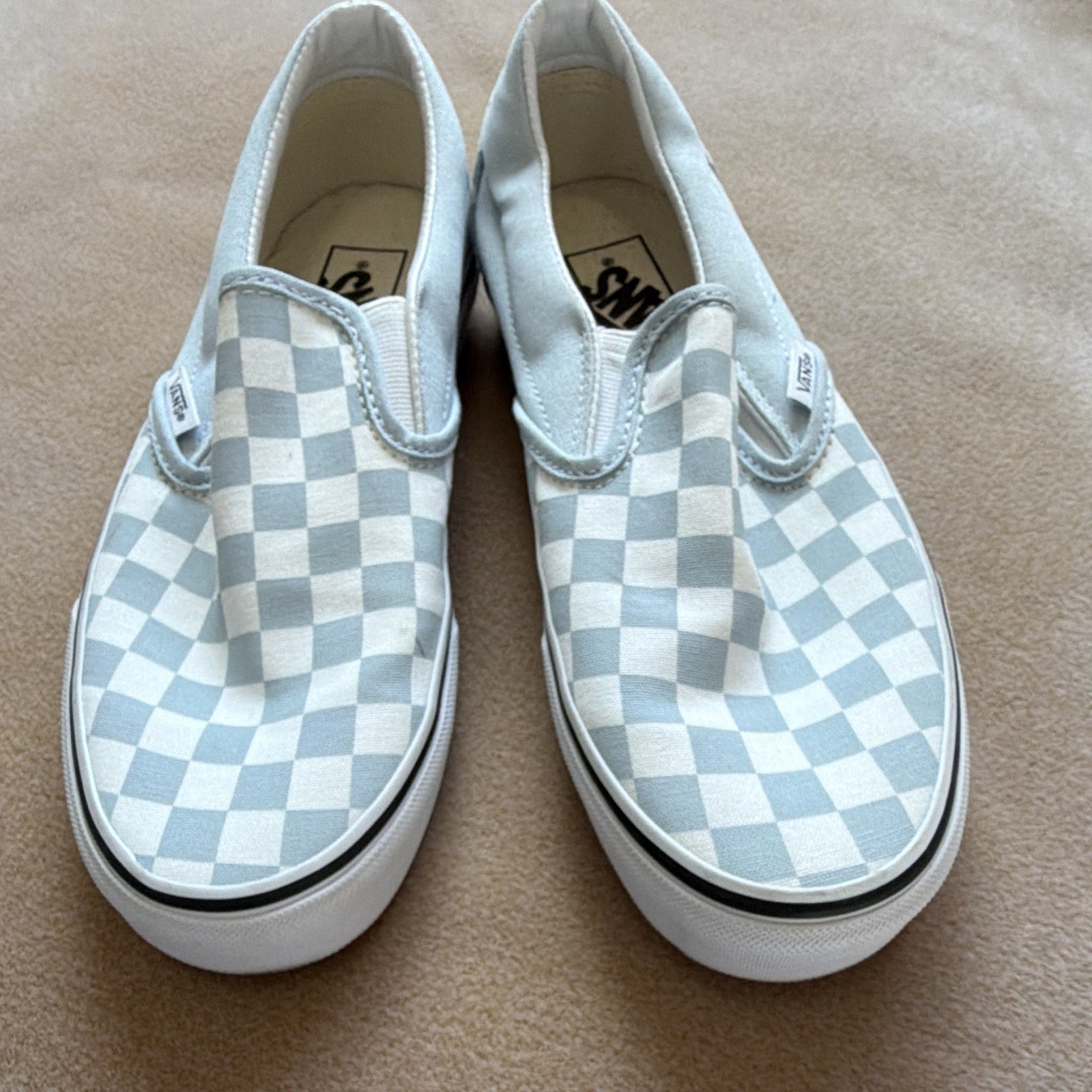 VANS Classic Slip-On Men’s Light Blue/White Checkerboard Canvas Size 8.5