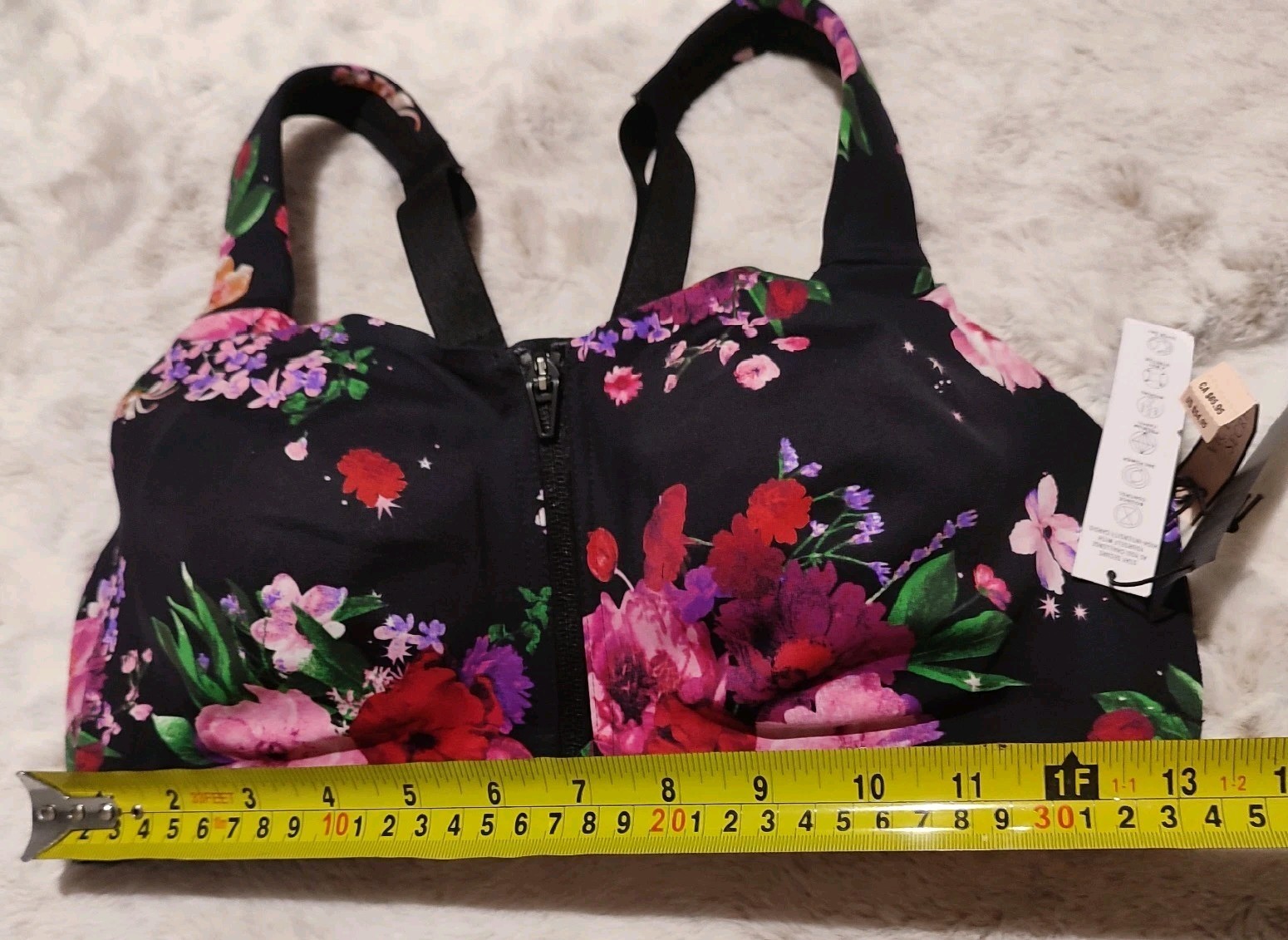 Victoria’s Secret On Point High Support Sports Bra 34D Floral Zip Front NWT
