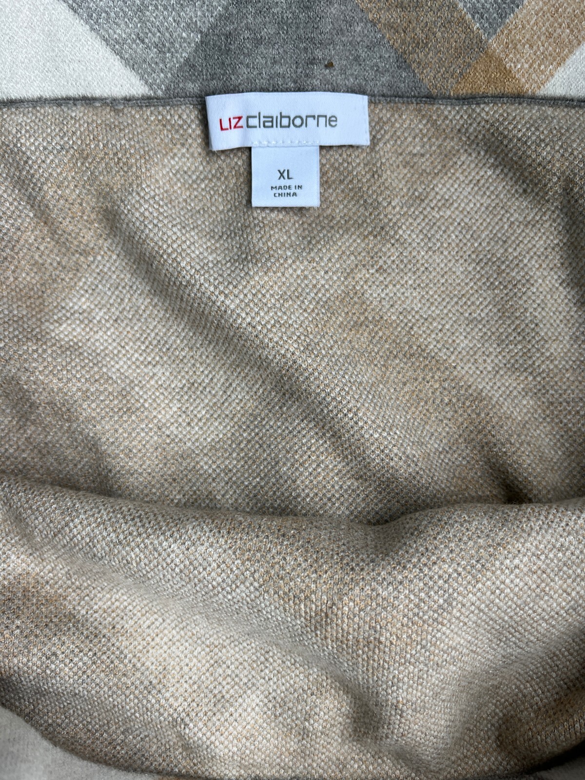 Liz Claiborne Gray, Beige, White Plaid A-line Skirt Women’s Size XL