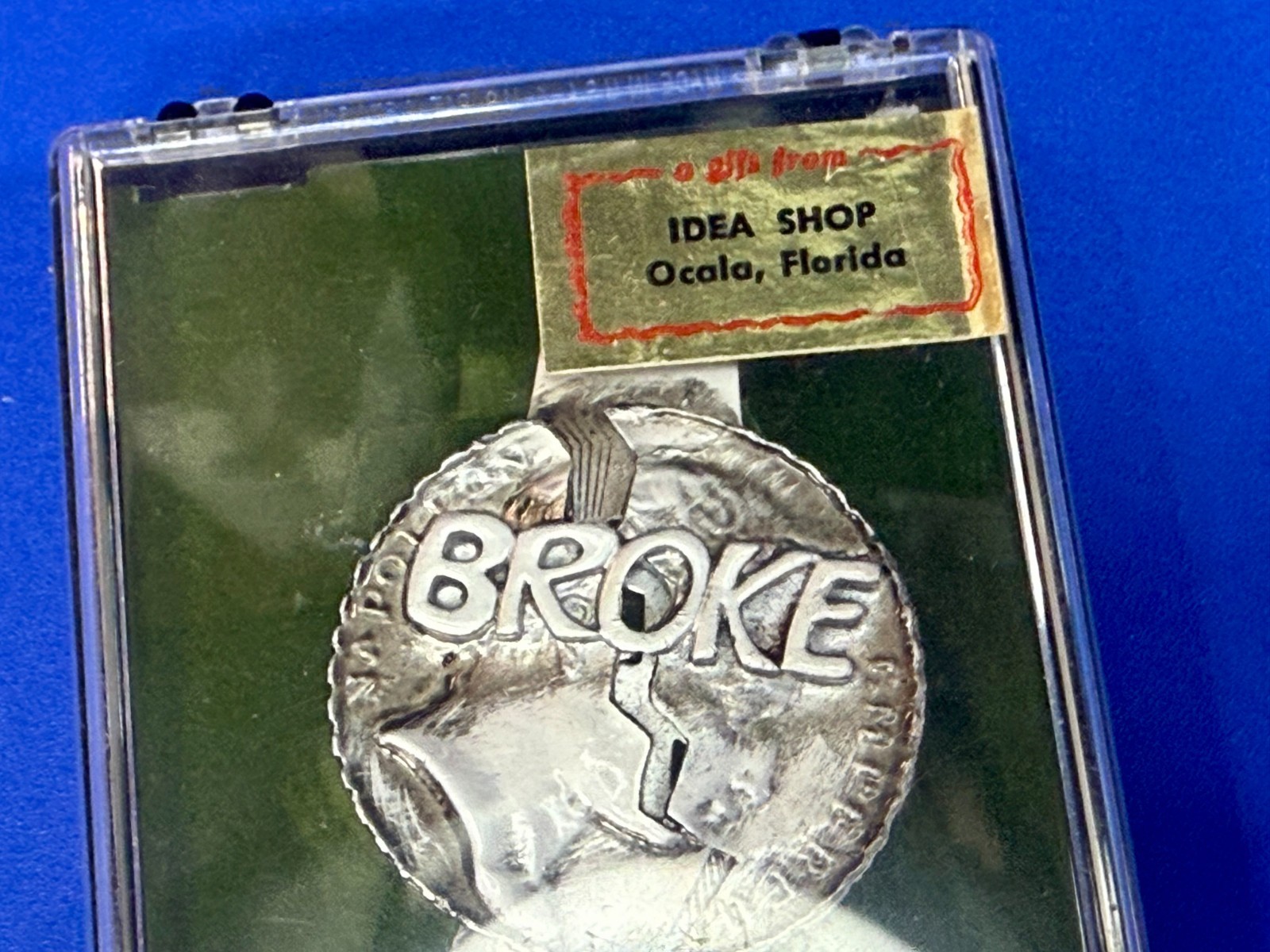 BROKE Coin Design Silver Color Vintage Novelty Money Clip Bill Holder in case