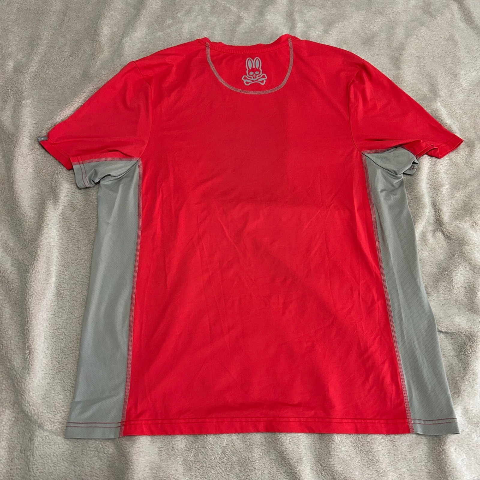 Psycho Bunny Performance T-Shirt Mens L Red Grey Mesh Activewear running jog