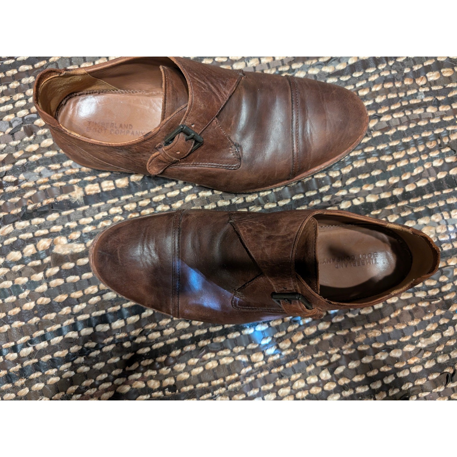 Timberland Boot Company Wodehouse Single Monk Strap Leather Shoes Brown size 10