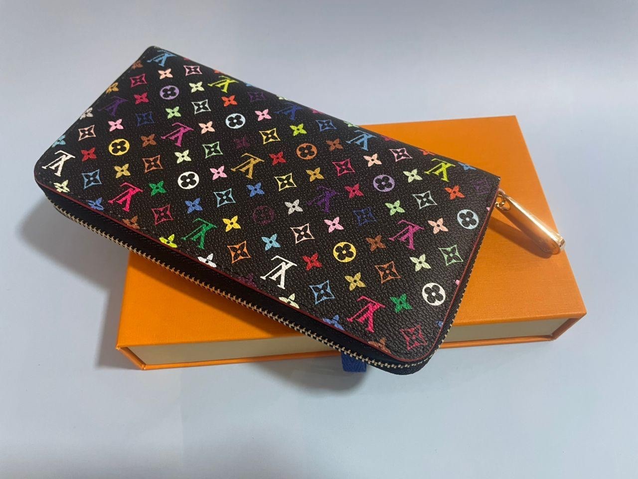 Louis Vuitton Black Monogram Murakami Multicolor Long Zippy Wallet Zip Around