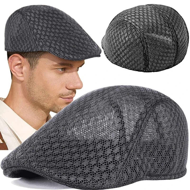 Duck Mesh Summer Gatsby Cap Mens Ivy Hat Golf Driving Sun Flat Cabbie Newsboy