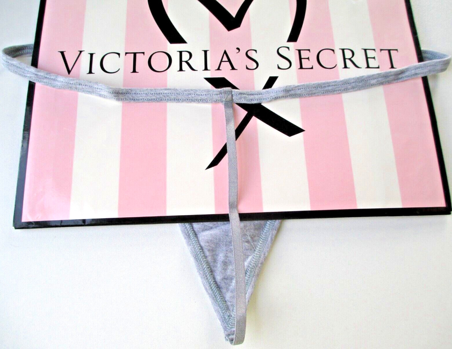 VICTORIA’S SECRET PINK Cotton V-String Thong Panty VS Heather Gray S M L XL NWT