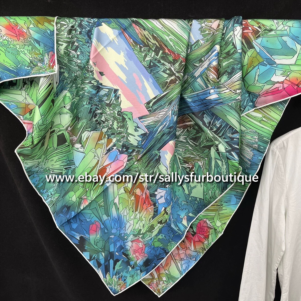 Crystal Print 18 Momme Twill Silk Wrap Scarf Stole Double Face Shawl 35″ / 90cm