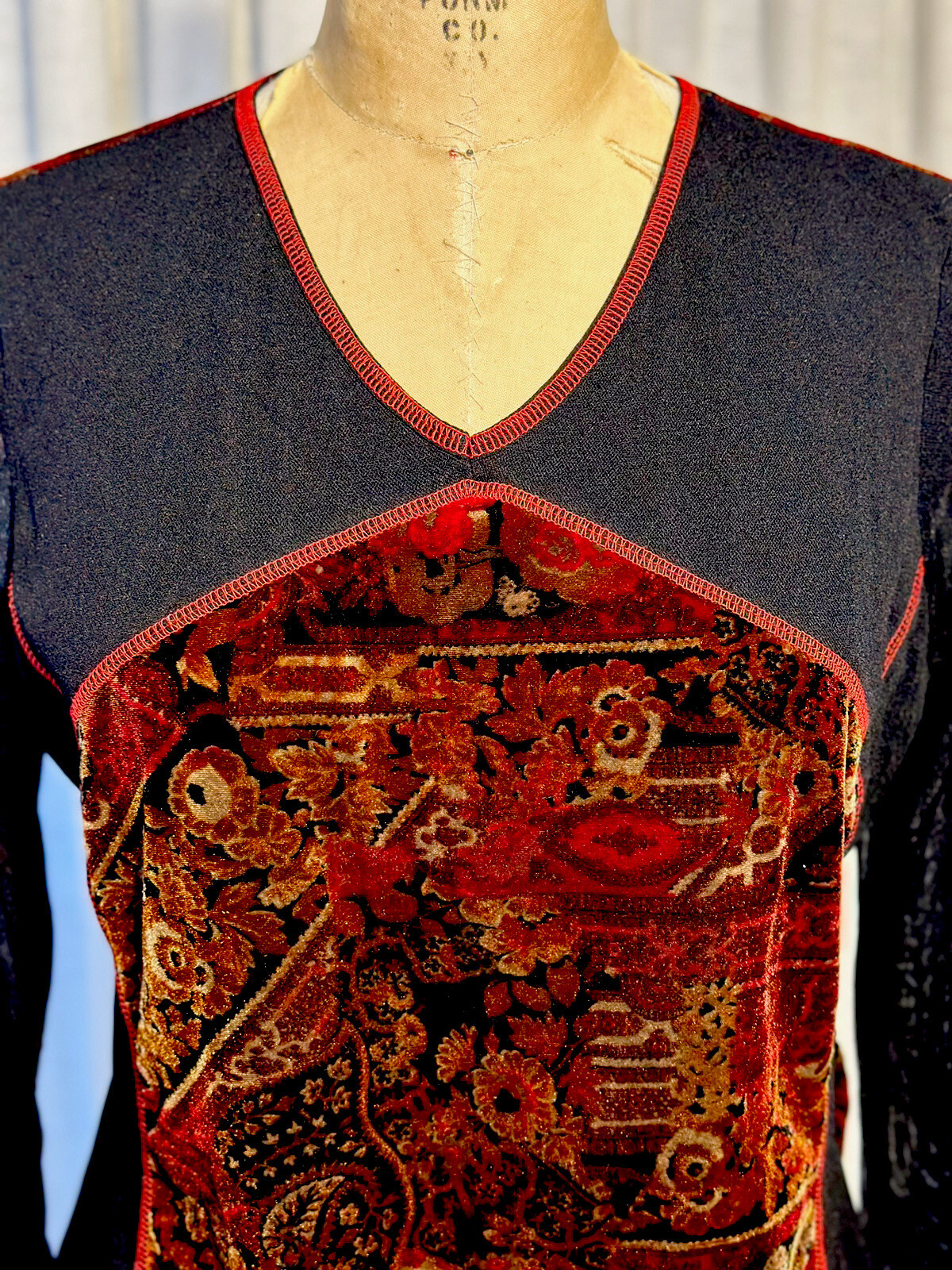 Worthington Womens Mesh and Velvet Stretch Top pSz L pre-owned