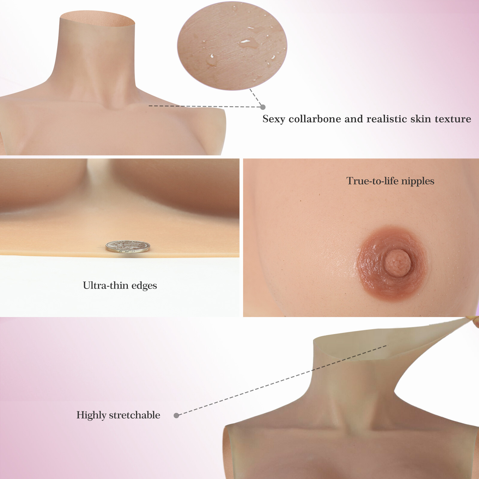 Roanyer Silicone Breast Form Fake Boobs Breastplate C-Z Cup for Crossdresser DQ
