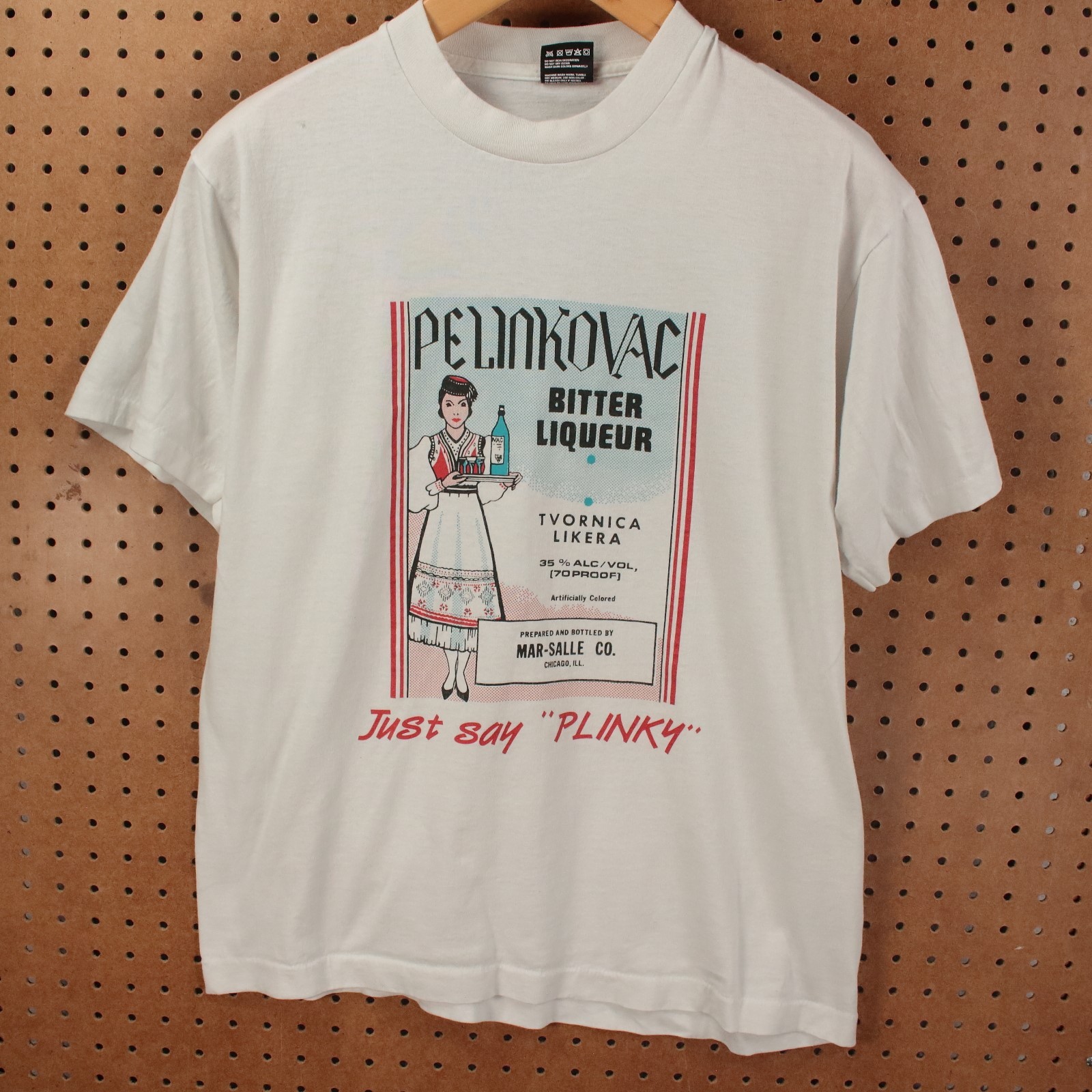 vtg 80s 90s Pelinkovac bitter herbal liqueur alcohol t-shirt LARGE single stitch