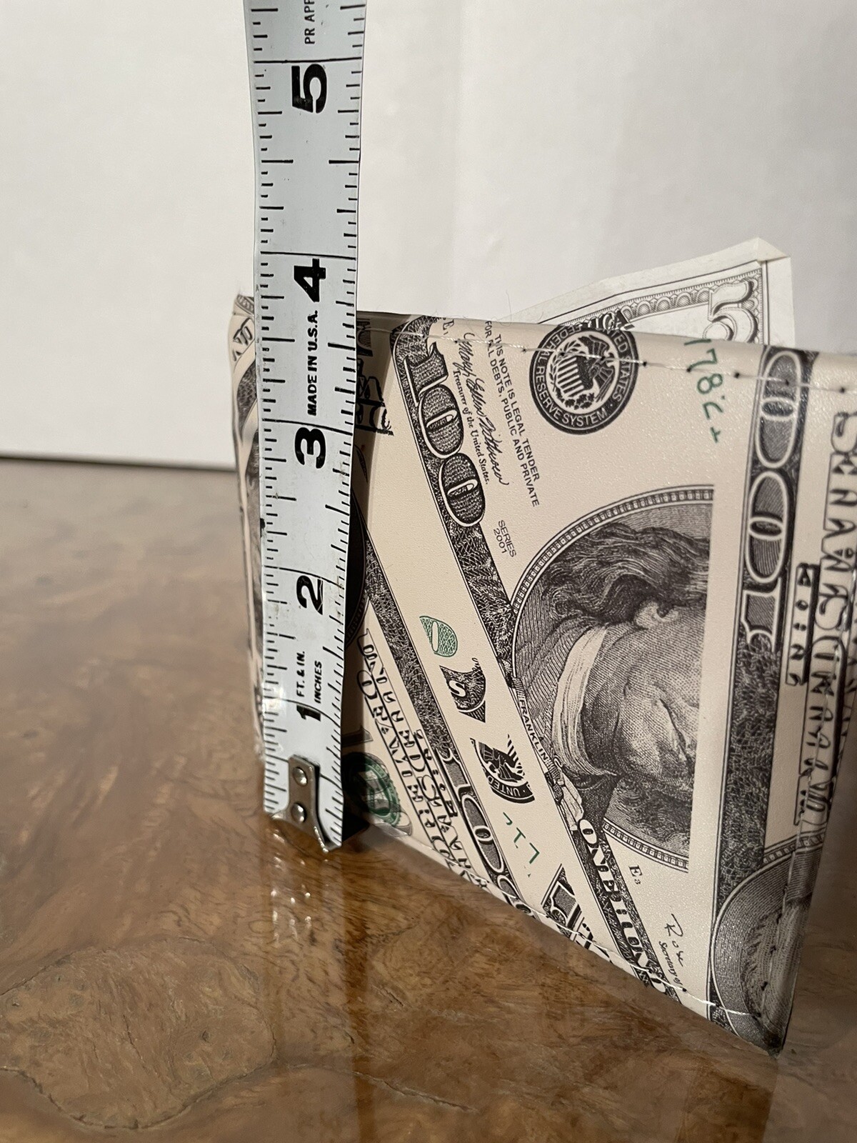 $100 Dollar Bill Novelty Wallet Printed Slim Faux Leather Supreme Bifold