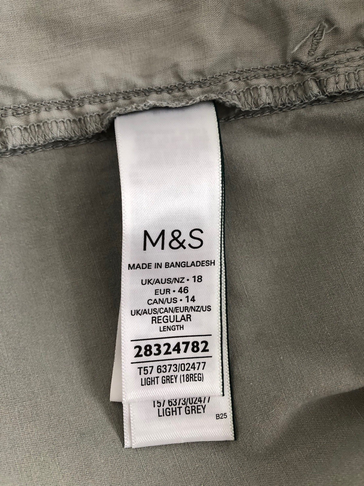 M&S Womens Light Grey Chinos Trousers Uk Size 18 L29in