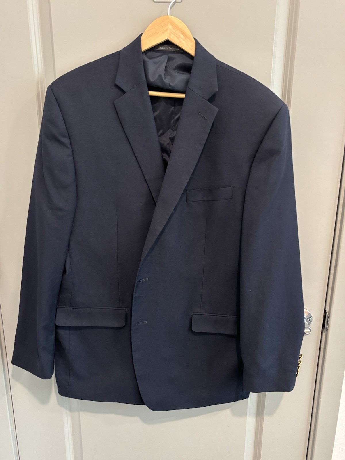 Lauren Ralph Lauren Navy Wool Blazer 46L Single-Breasted 2-Button Notch