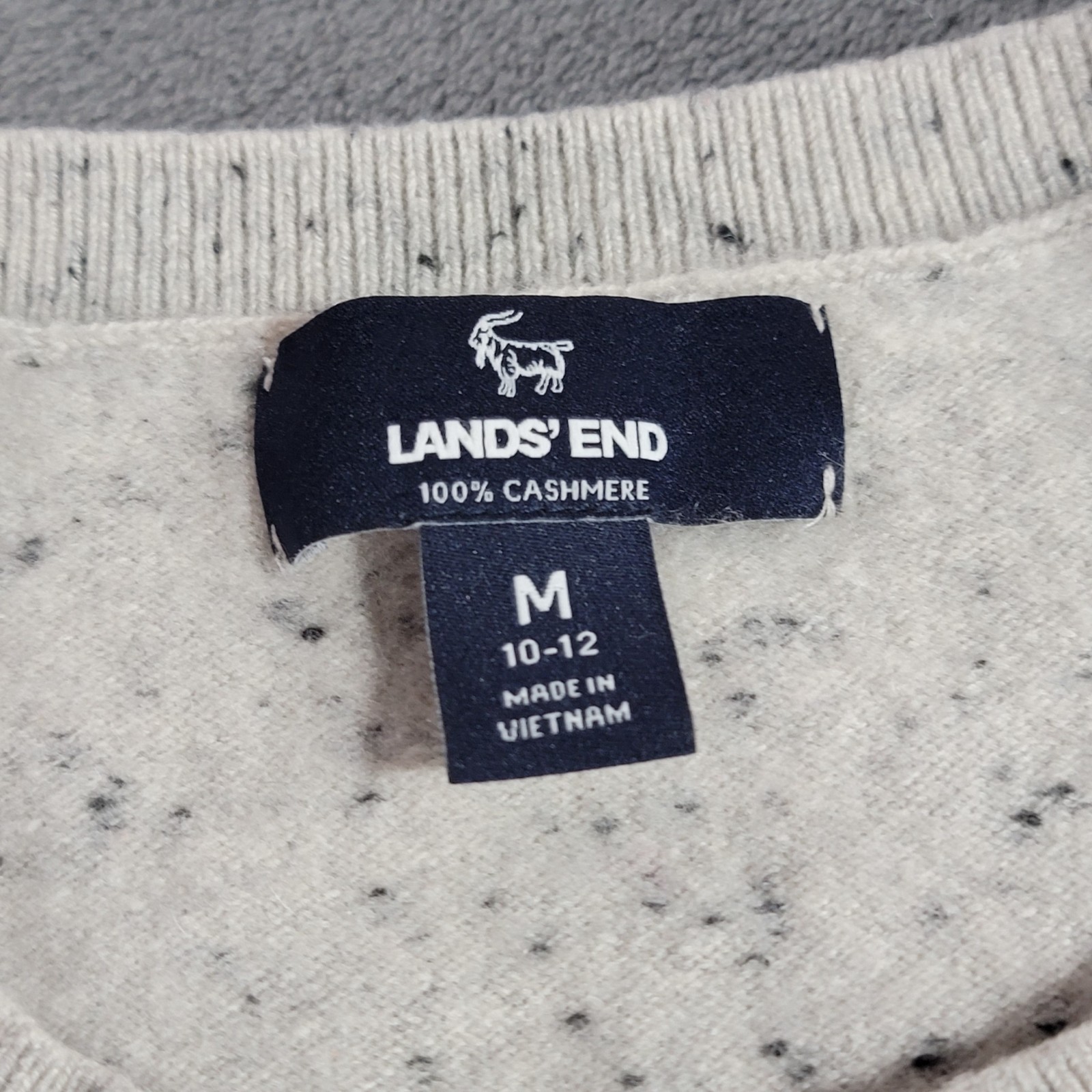 Lands End Cashmere Sweater Women Medium 10-12 Lynx Spotted Long Sleeve Crewneck