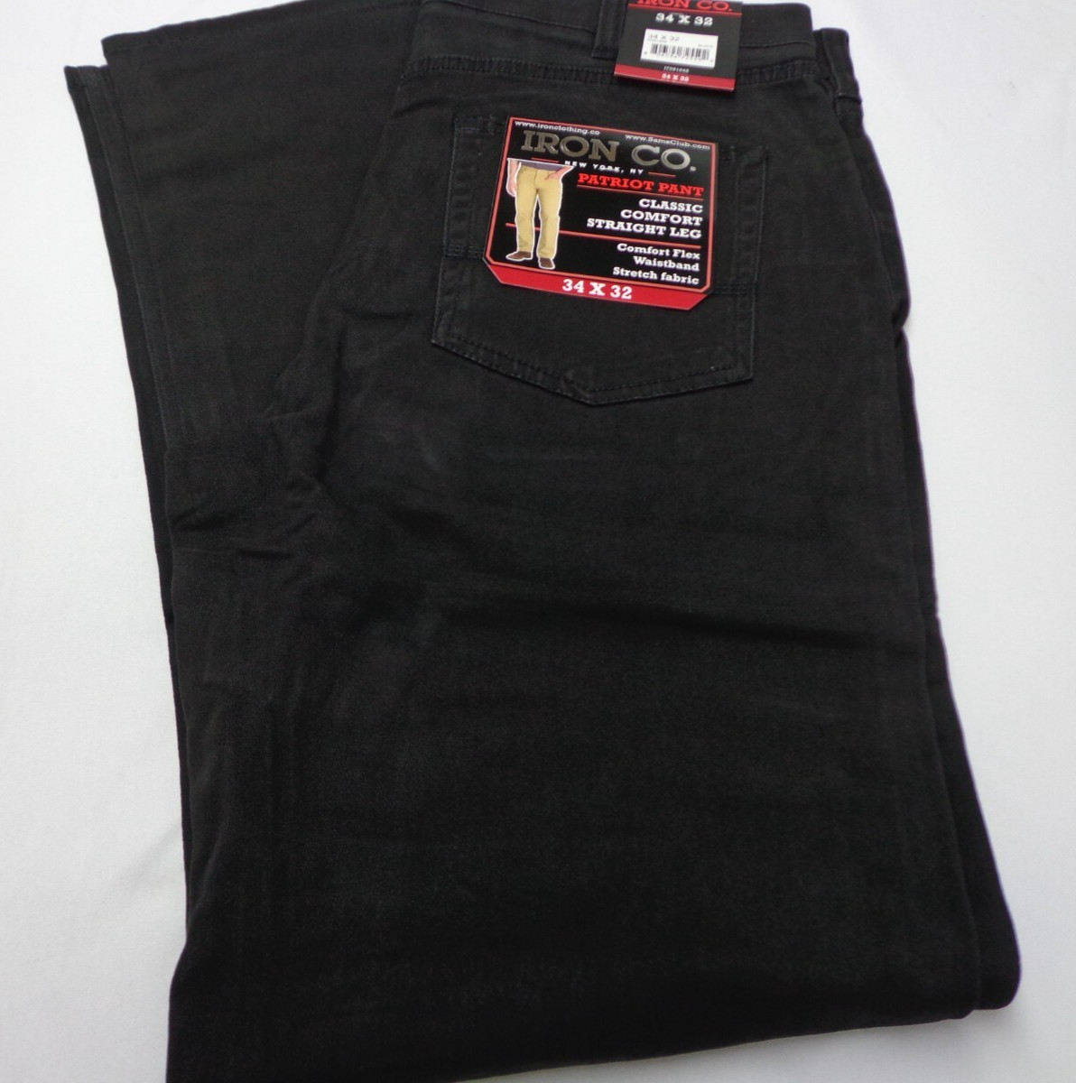 Iron Co. Men’s Classic Stretch Comfort Patriot Pants Black 34 x 32