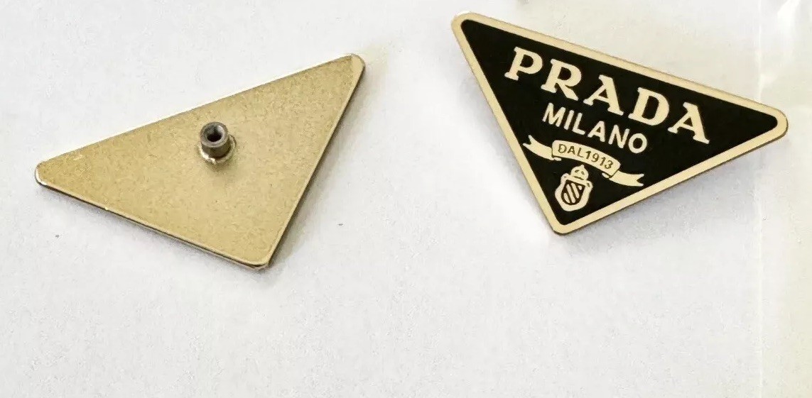 Prada 13ZS 14ZS Sunglasses Logo Replacement Parts Triangle Black Gold 1-Pair New