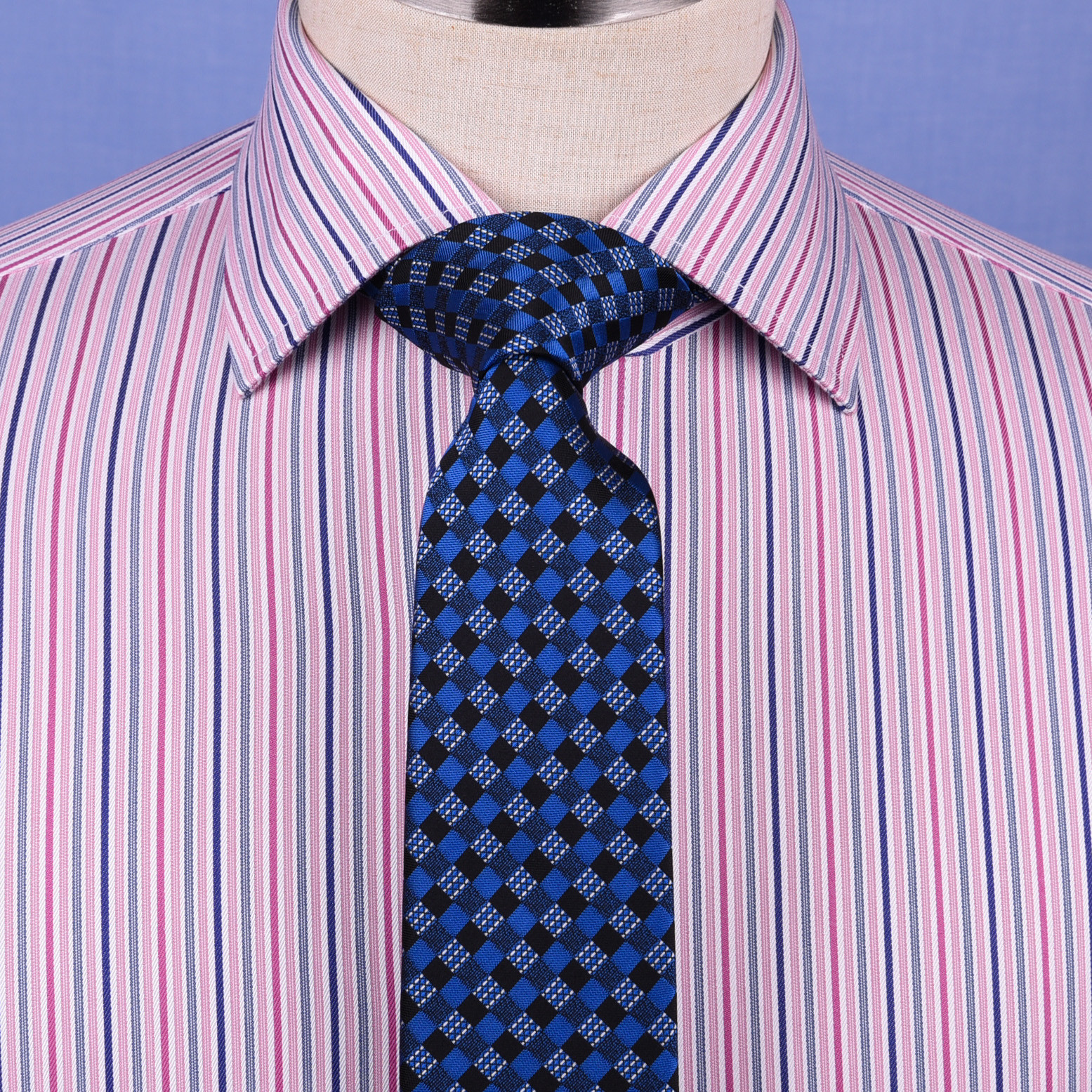 Pink Blue Soft Stripe Formal Business Dress Shirt Designer Stylish Fashion Style