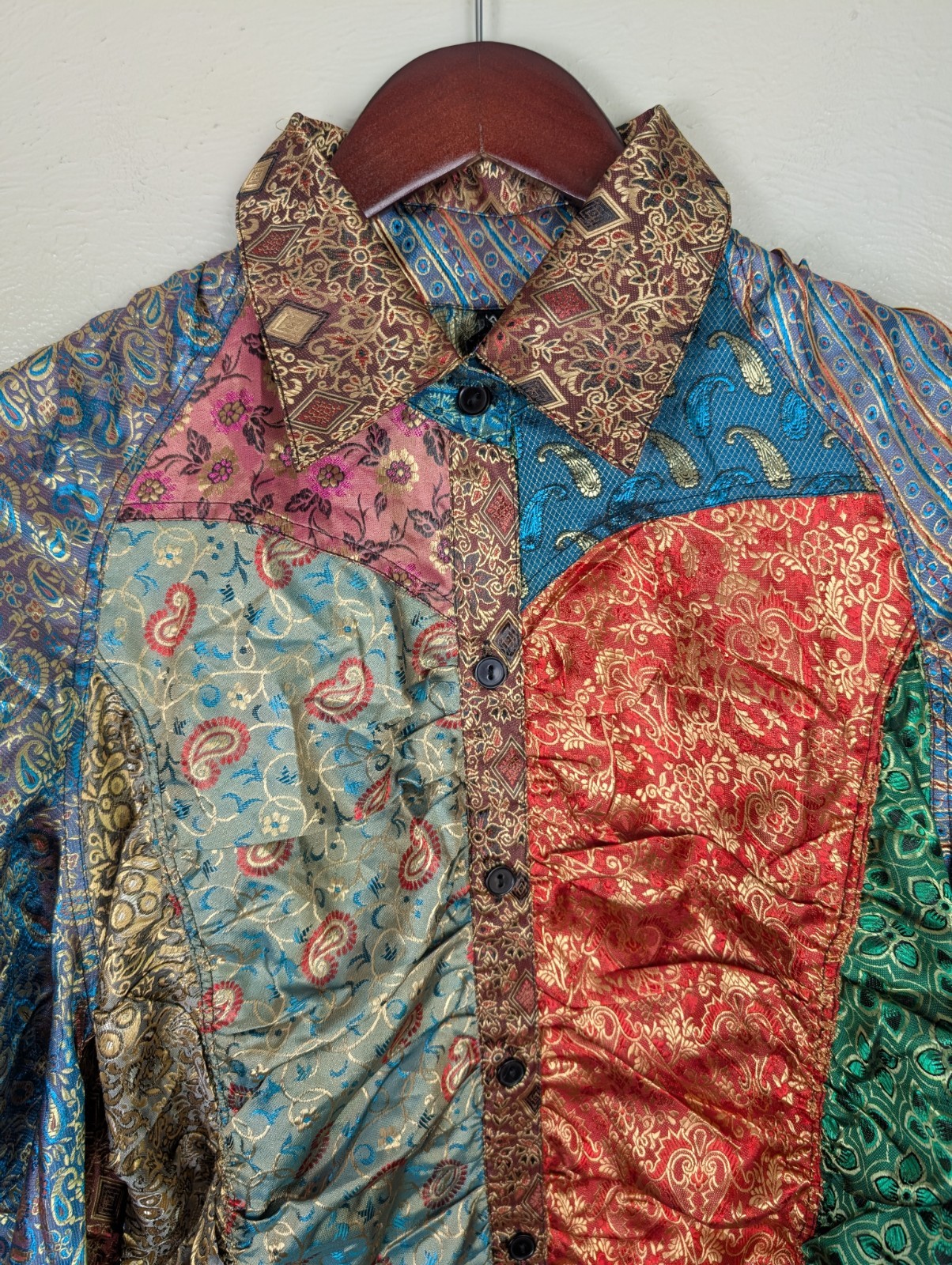Sacred Threads Funky Ruched Romantic Edwardian Medieval Blouse Top Size XL